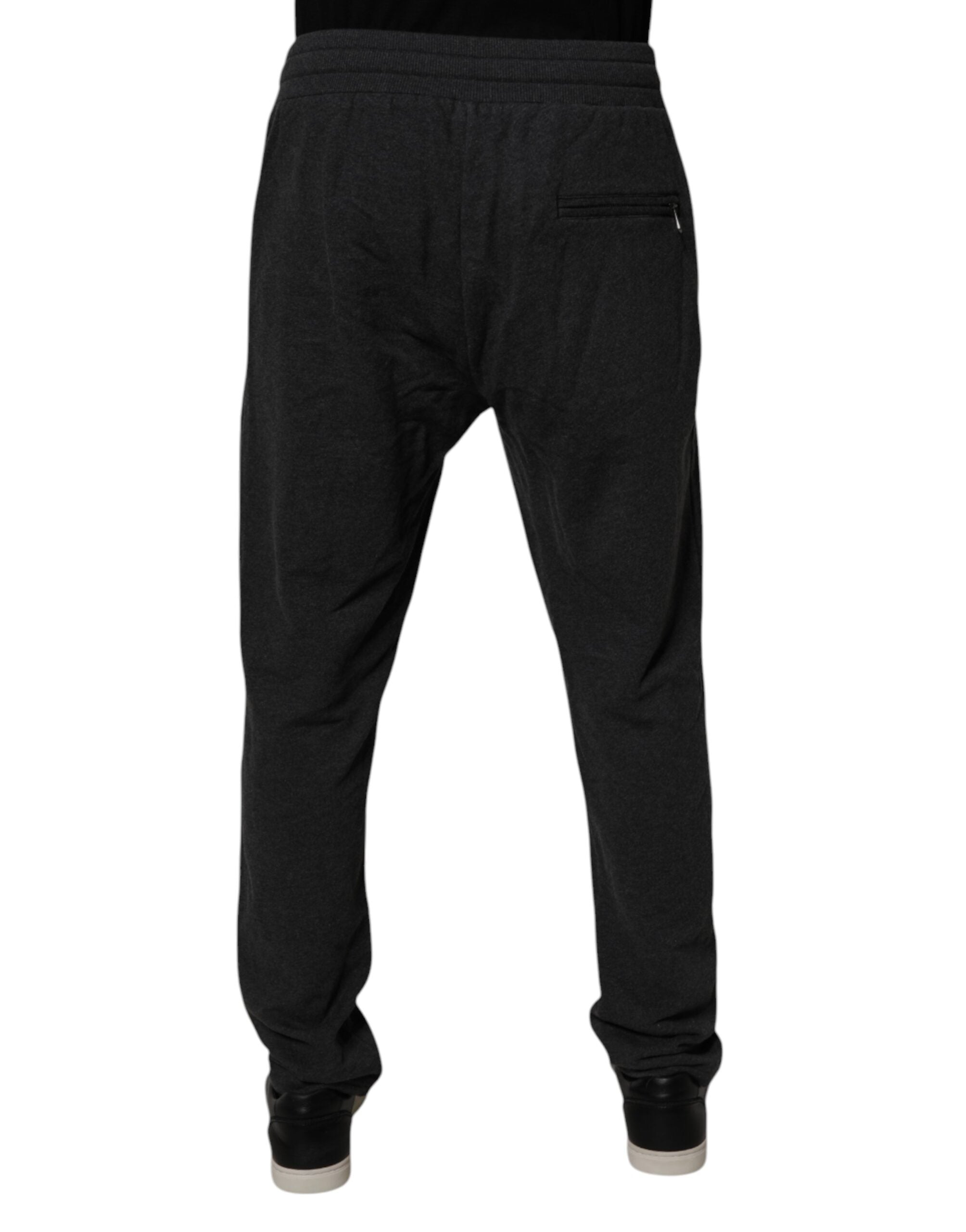 Dolce & Gabbana Dunkelgraue Logo-Baumwoll-Jogger-Sweatpants
