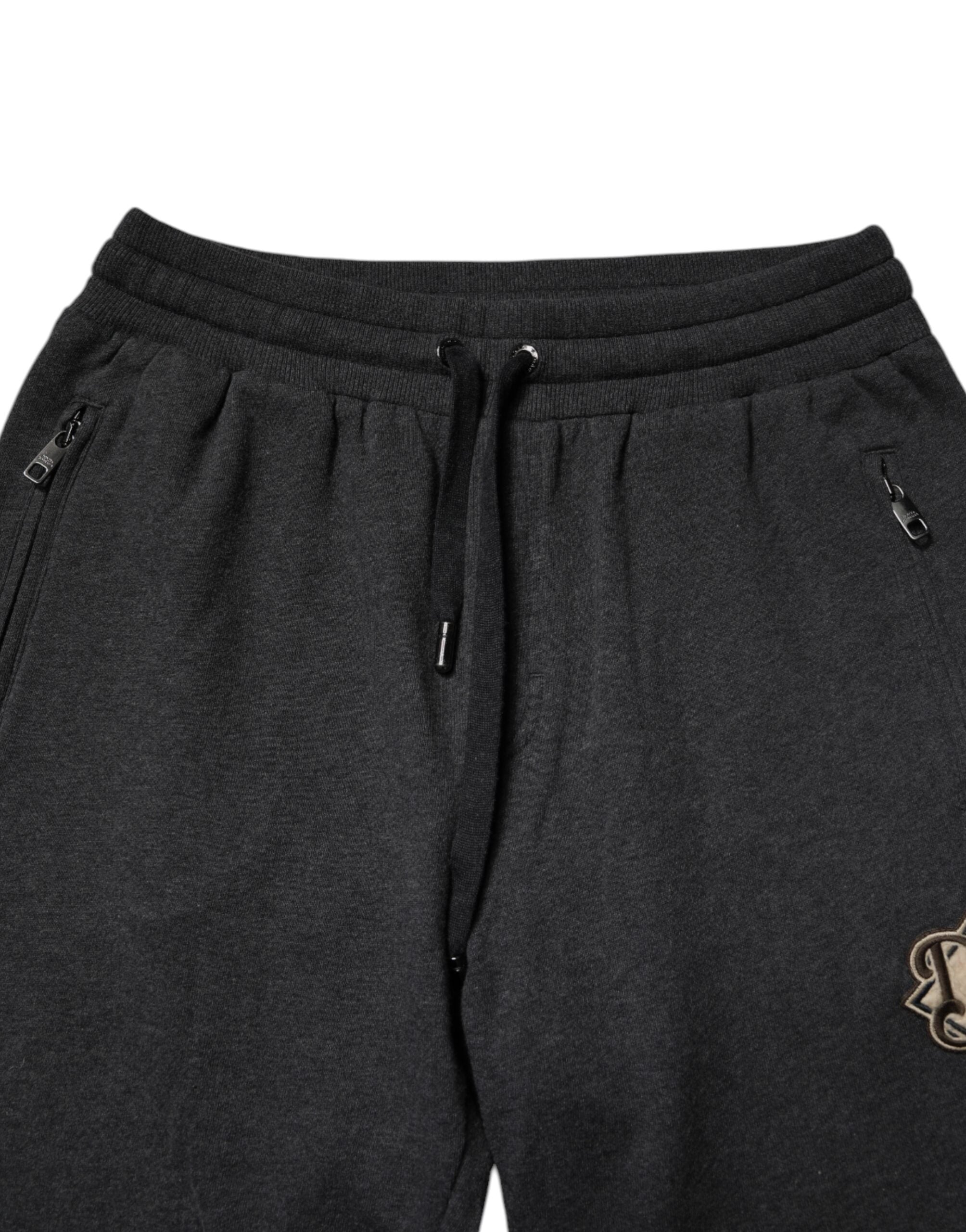 Dolce & Gabbana Dunkelgraue Logo-Baumwoll-Jogger-Sweatpants