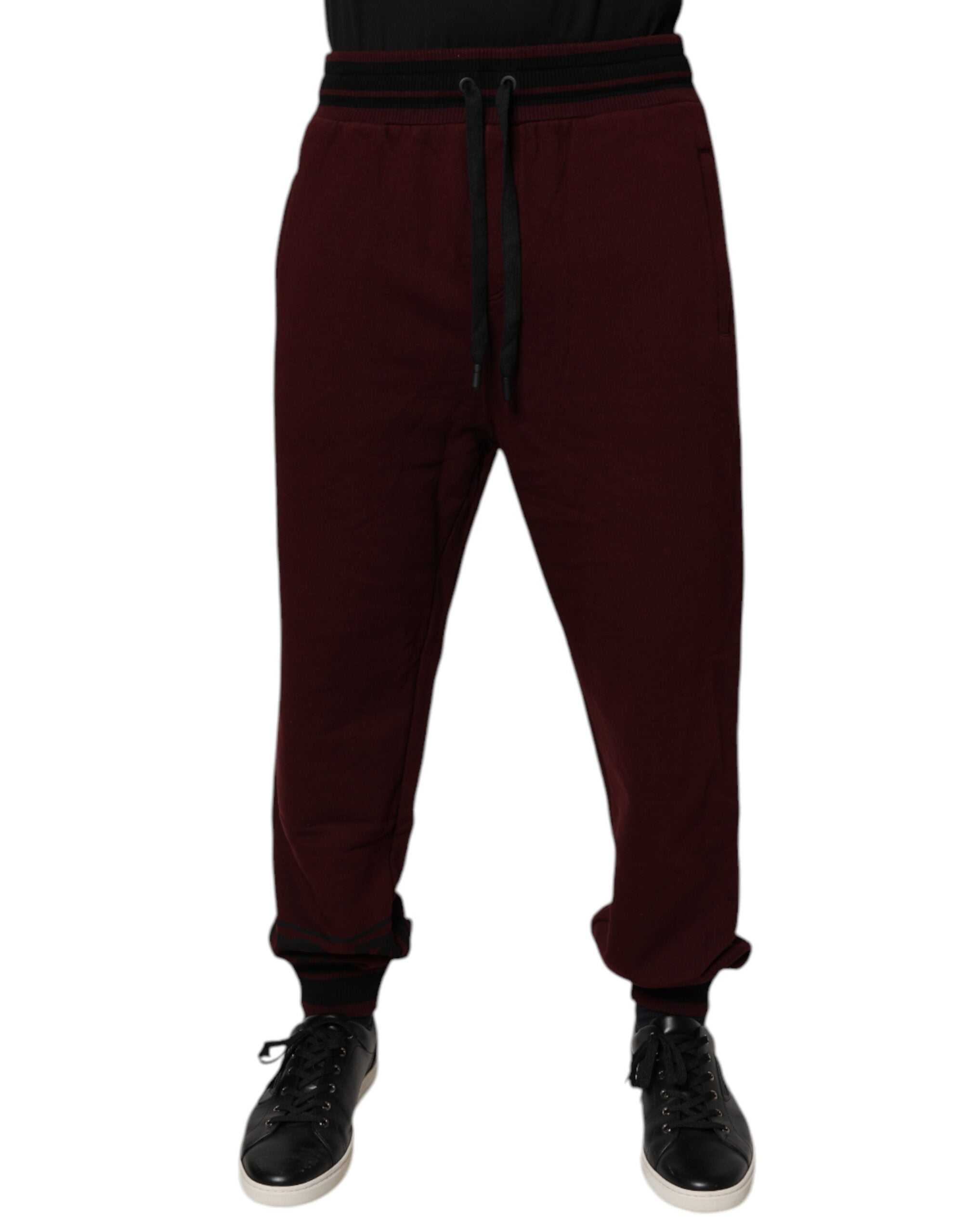 Dolce & Gabbana Bordeaux Baumwoll-Jogger Herren-Sweatpants Hosen