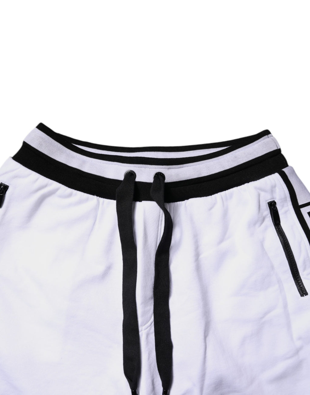 Dolce & Gabbana Schwarz-Weiß-Baumwoll-Layered Sweatpants Hosen