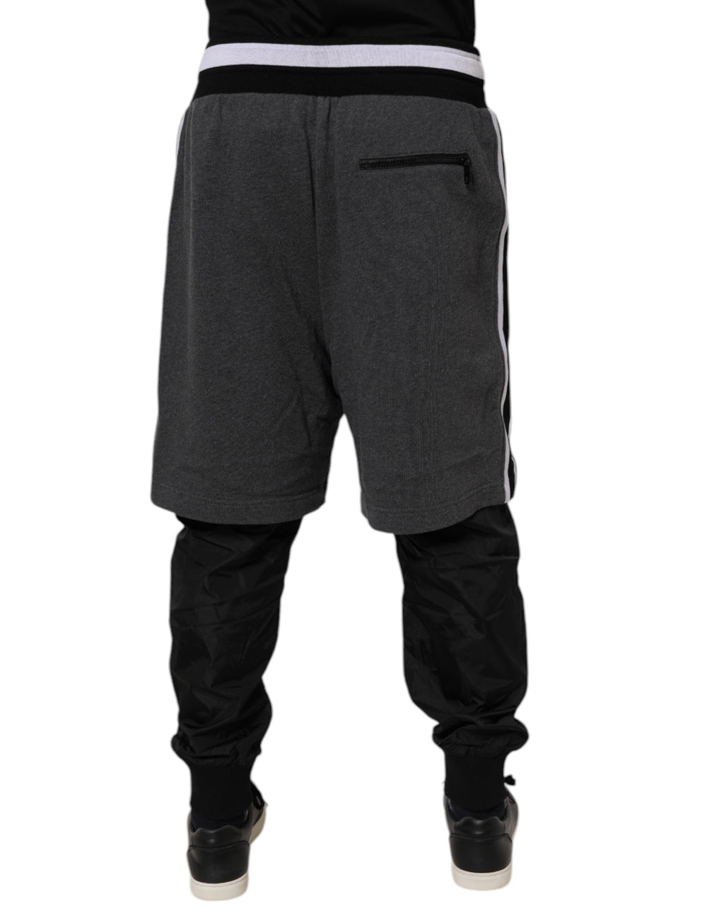 Dolce & Gabbana Schwarz Grau Baumwolle Layered Männer Sweatpants Hosen
