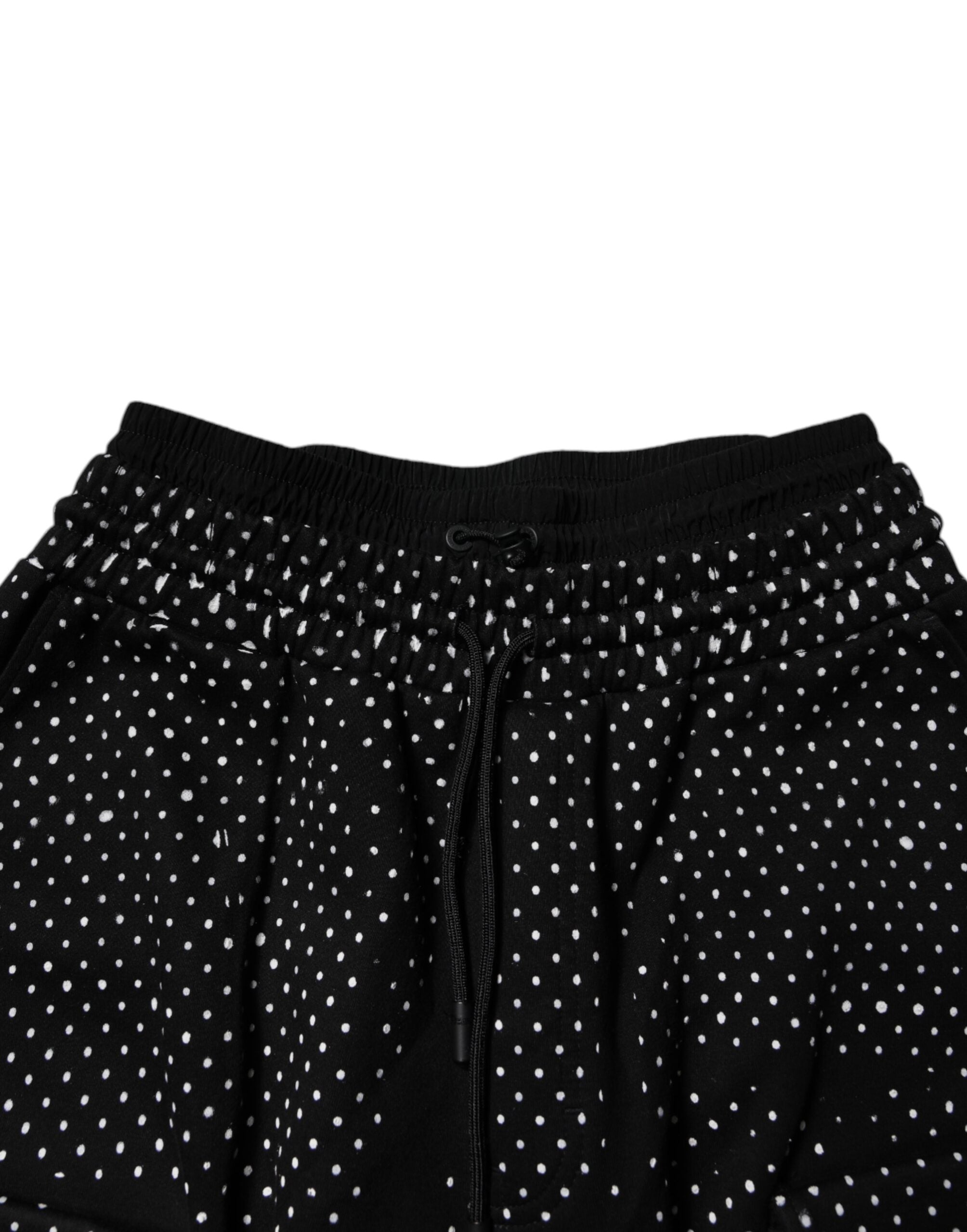 Dolce & Gabbana Schwarze Polka Dot Streifen Cargo Jogger Sweatpants Hose