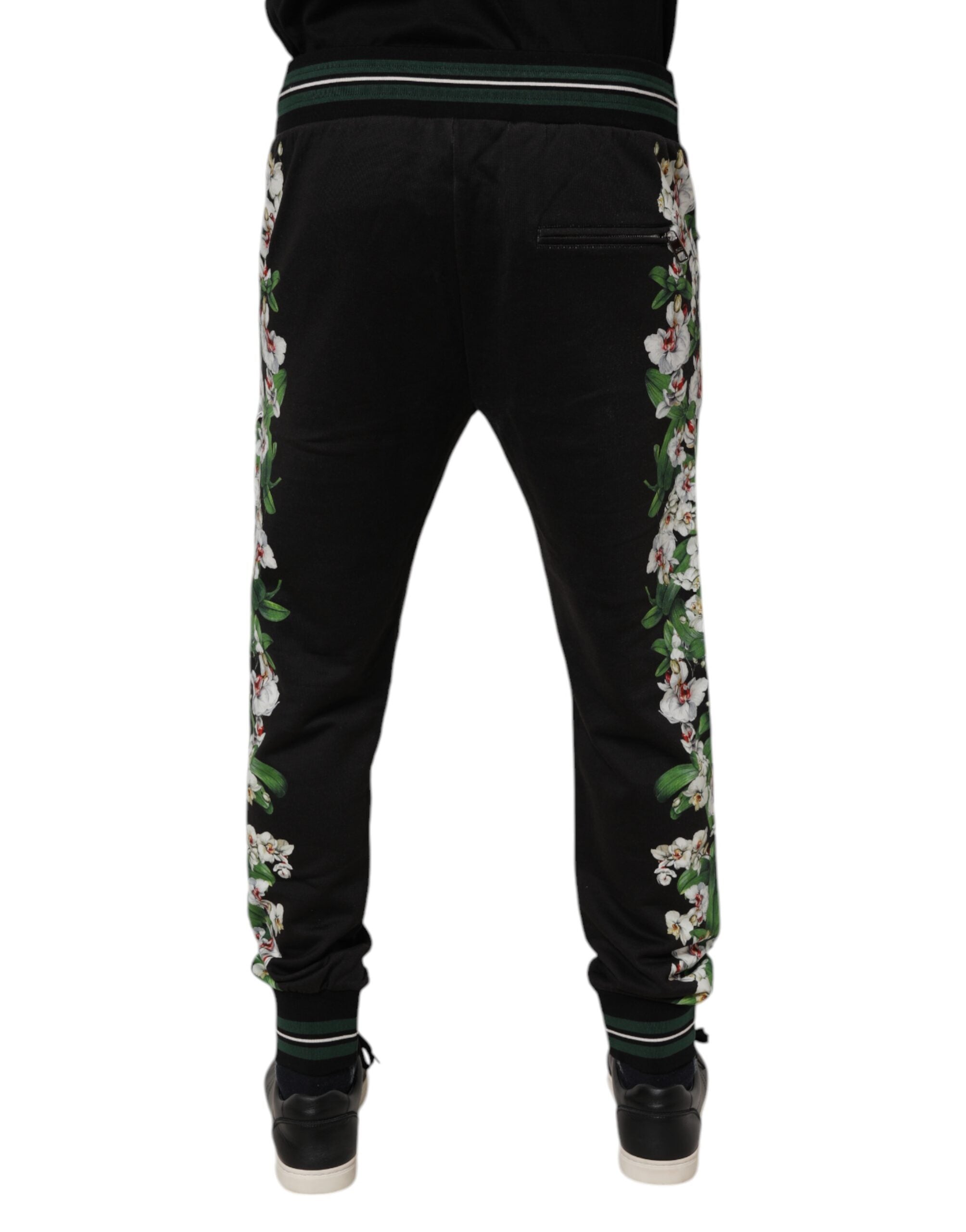 Dolce & Gabbana Schwarze Floral King Männer Jogger Sweatpants Hosen