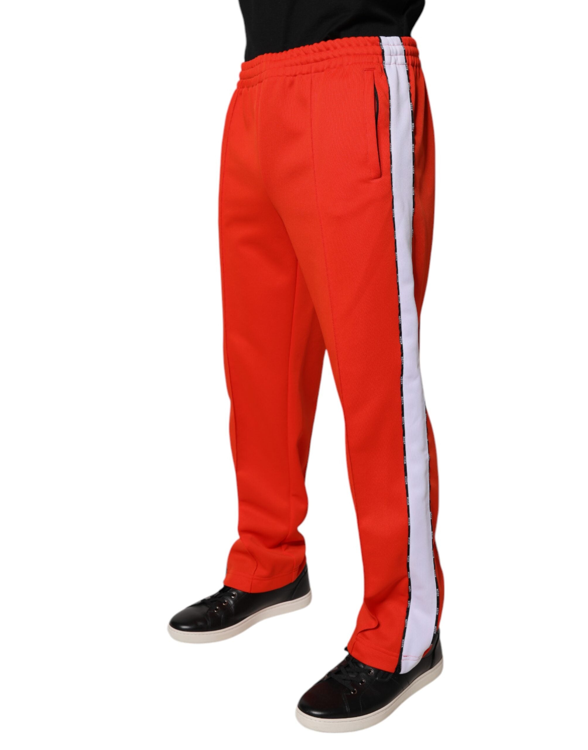 MSGM Rot Weiß Mitte Taille Männer Jogger Sweatpants Hosen