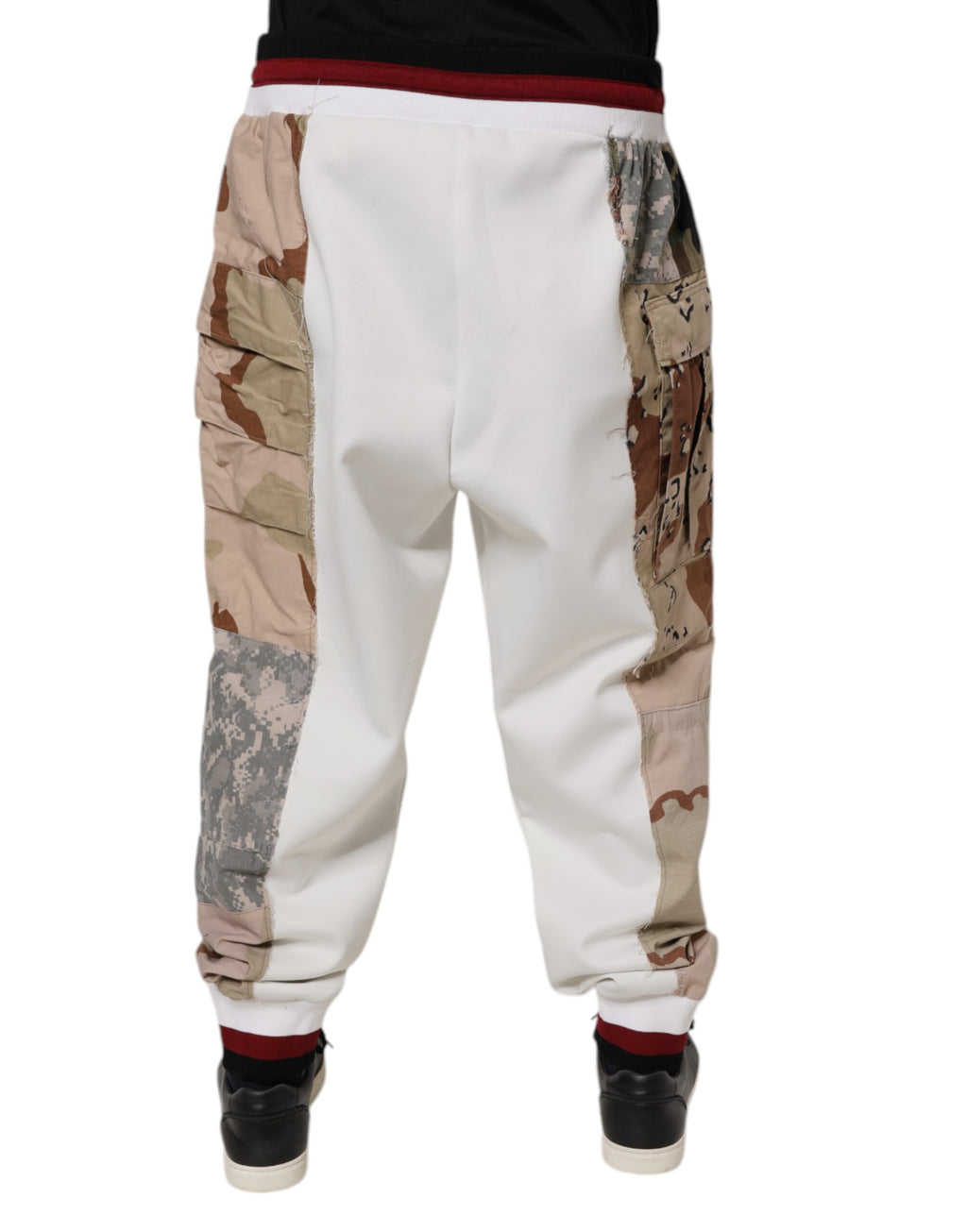 Dolce & Gabbana Weiße Camouflage Patchwork Sweatpants Hose