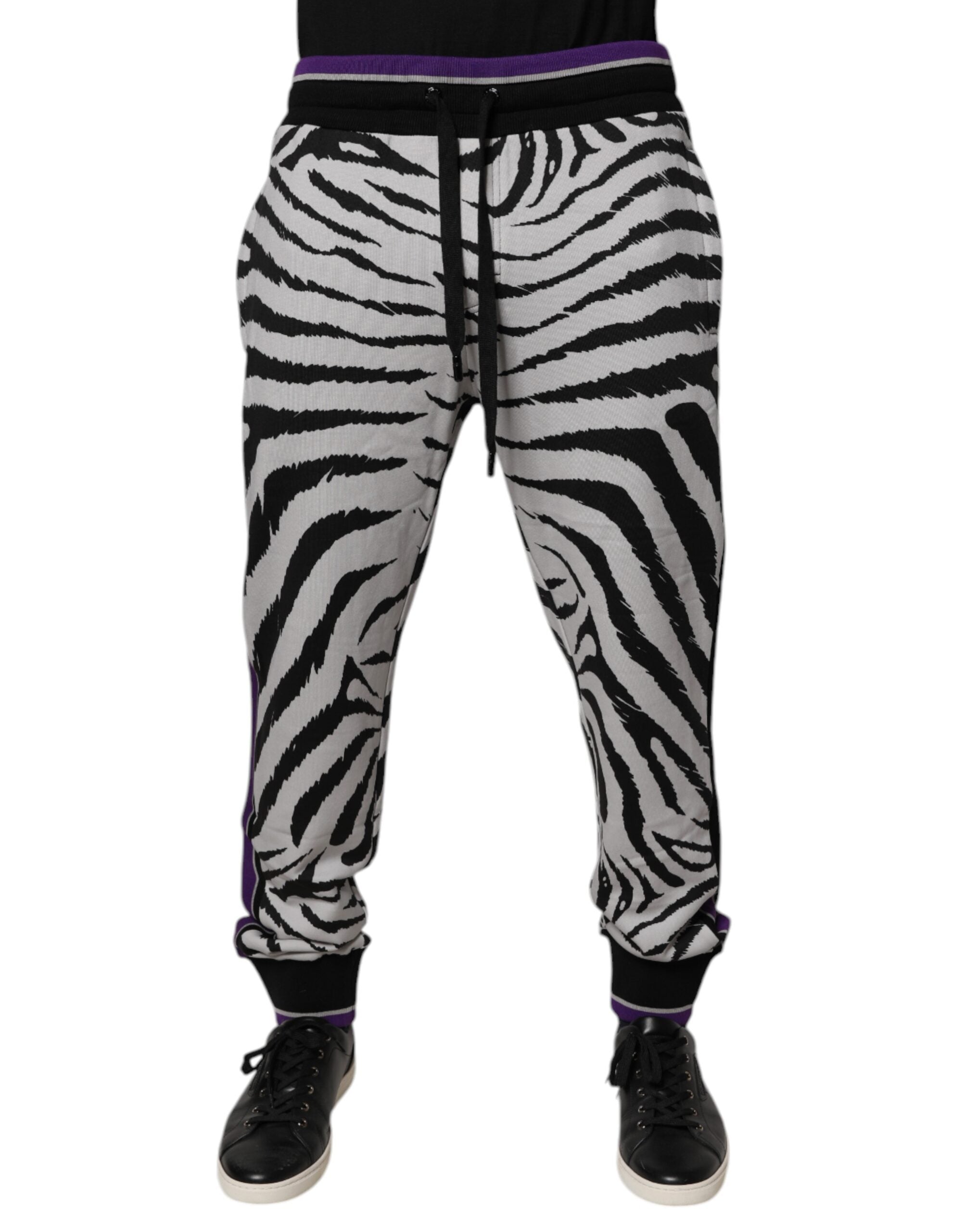 Dolce & Gabbana Schwarz Weiß Zebra Männer Jogger Sweatpants Hosen