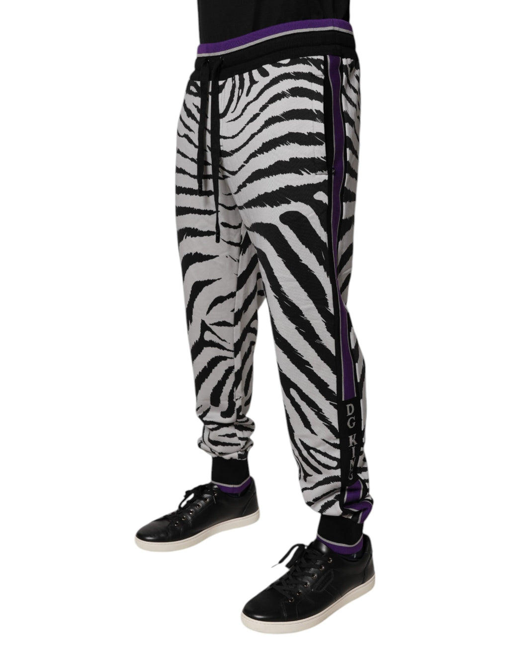 Dolce & Gabbana Schwarz Weiß Zebra Männer Jogger Sweatpants Hosen