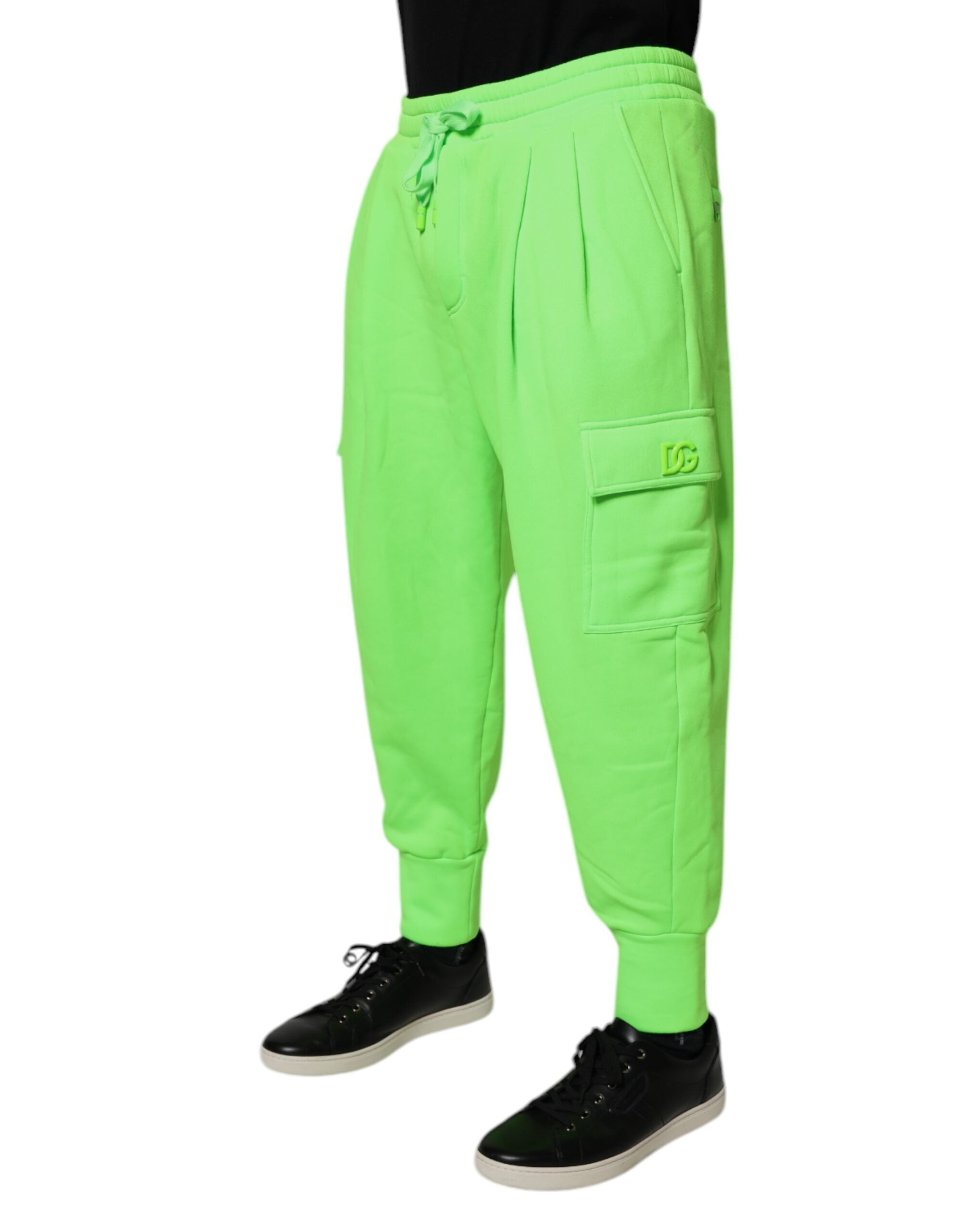 Dolce & Gabbana Neongrüner Cargo-Jogger Männer-Sweatpants Hosen