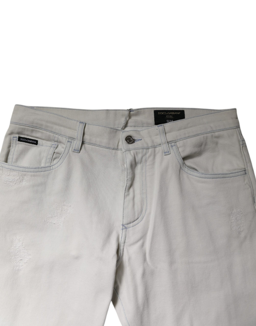 Dolce & Gabbana Weiße Cotton Stretch Skinny Slim Denim Jeans