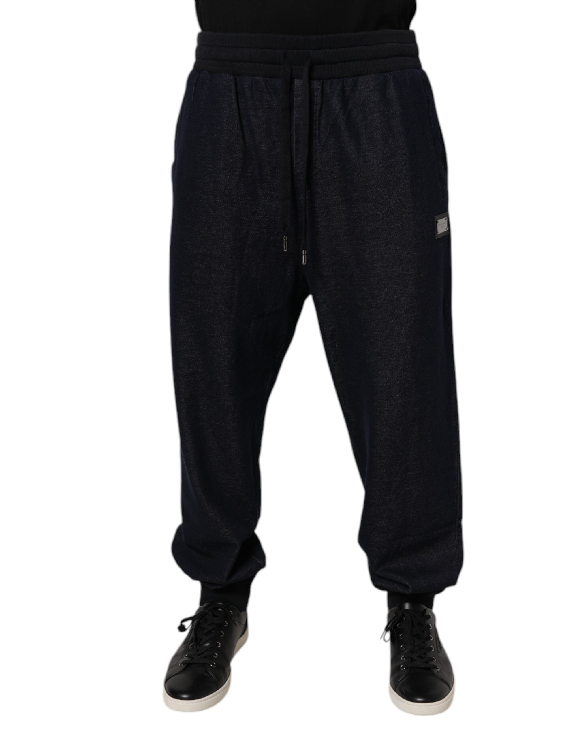 Dolce & Gabbana Schwarze Jacquard-Baumwoll-Jogger-Sweatpants Hose