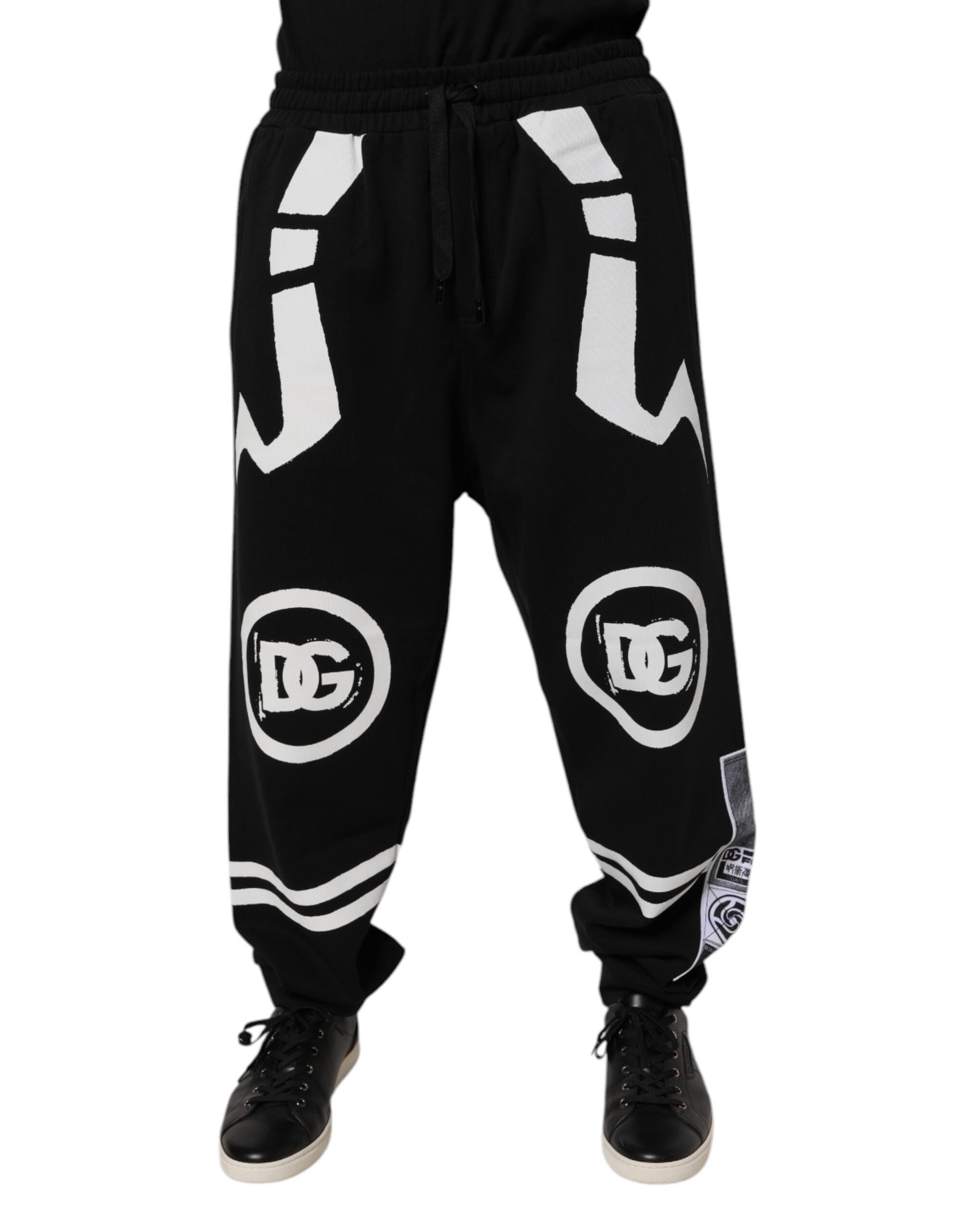 Dolce & Gabbana Schwarze Logo-Baumwoll-Jogger-Sweatpants Hose
