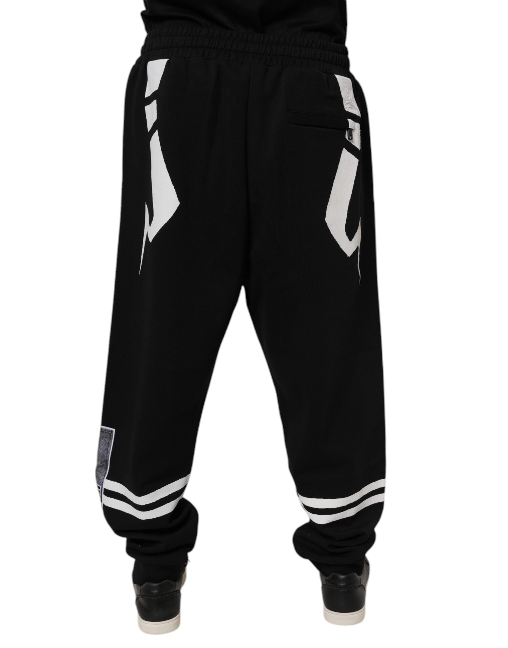 Dolce & Gabbana Schwarze Logo-Baumwoll-Jogger-Sweatpants Hose