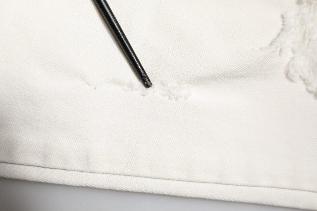 Dolce & Gabbana Weiße zerfledderte Graffiti-Skinny-Denim-Jeans