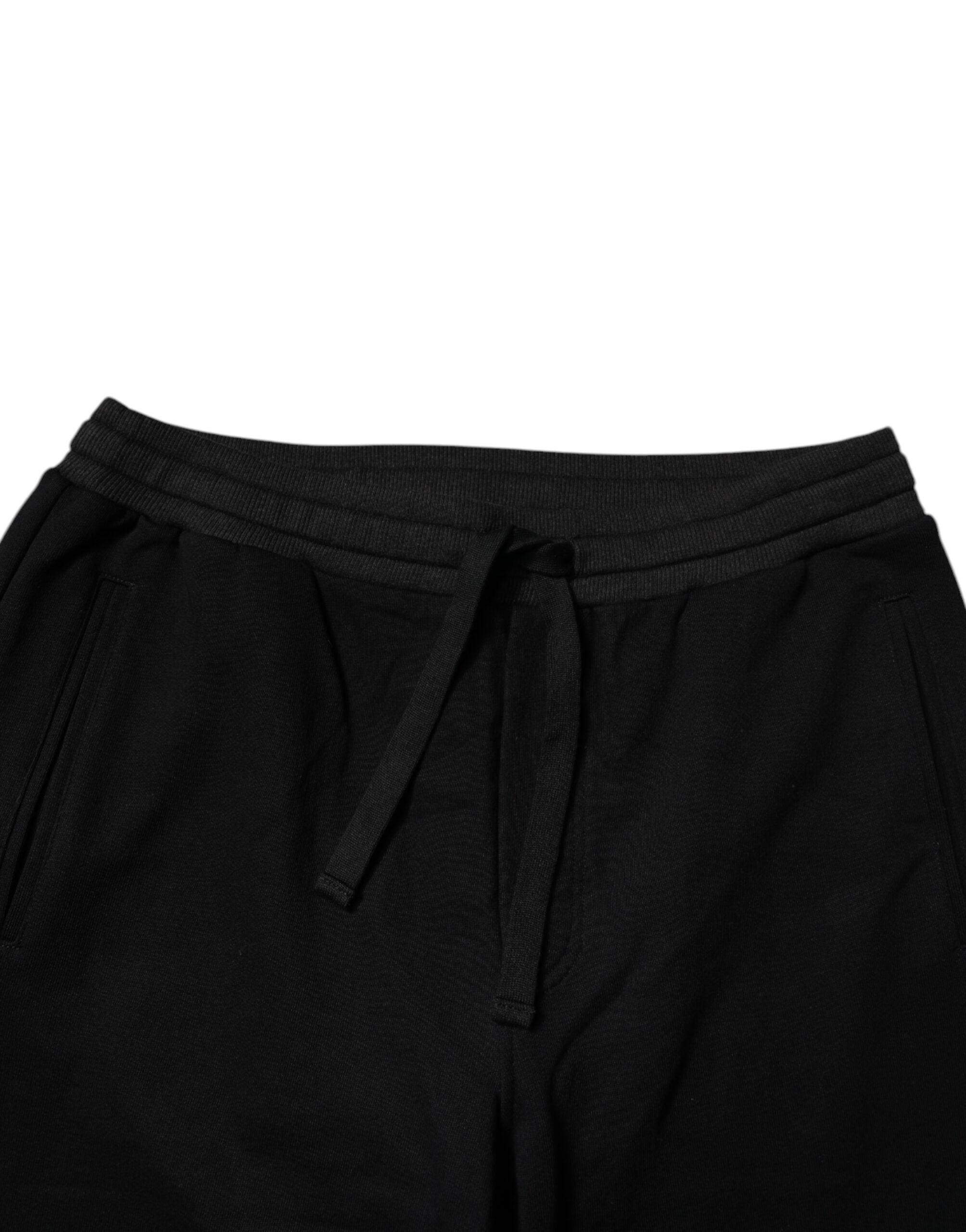 Dolce & Gabbana Schwarzes Logo Männer Jogger Baumwolle Sweatpants Hosen