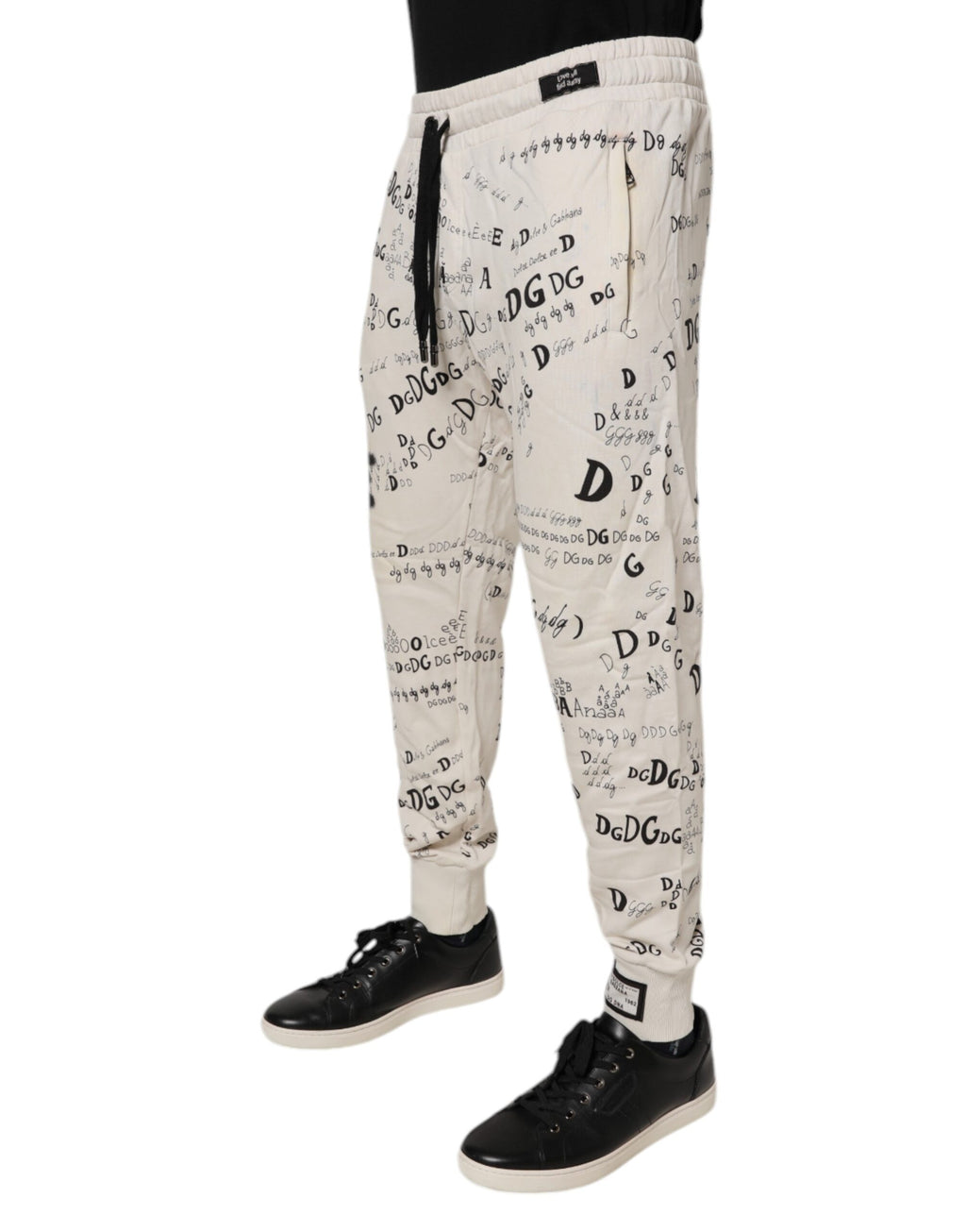 Dolce & Gabbana Weiße Logo Print Männer Skinny Sweatpants Hosen