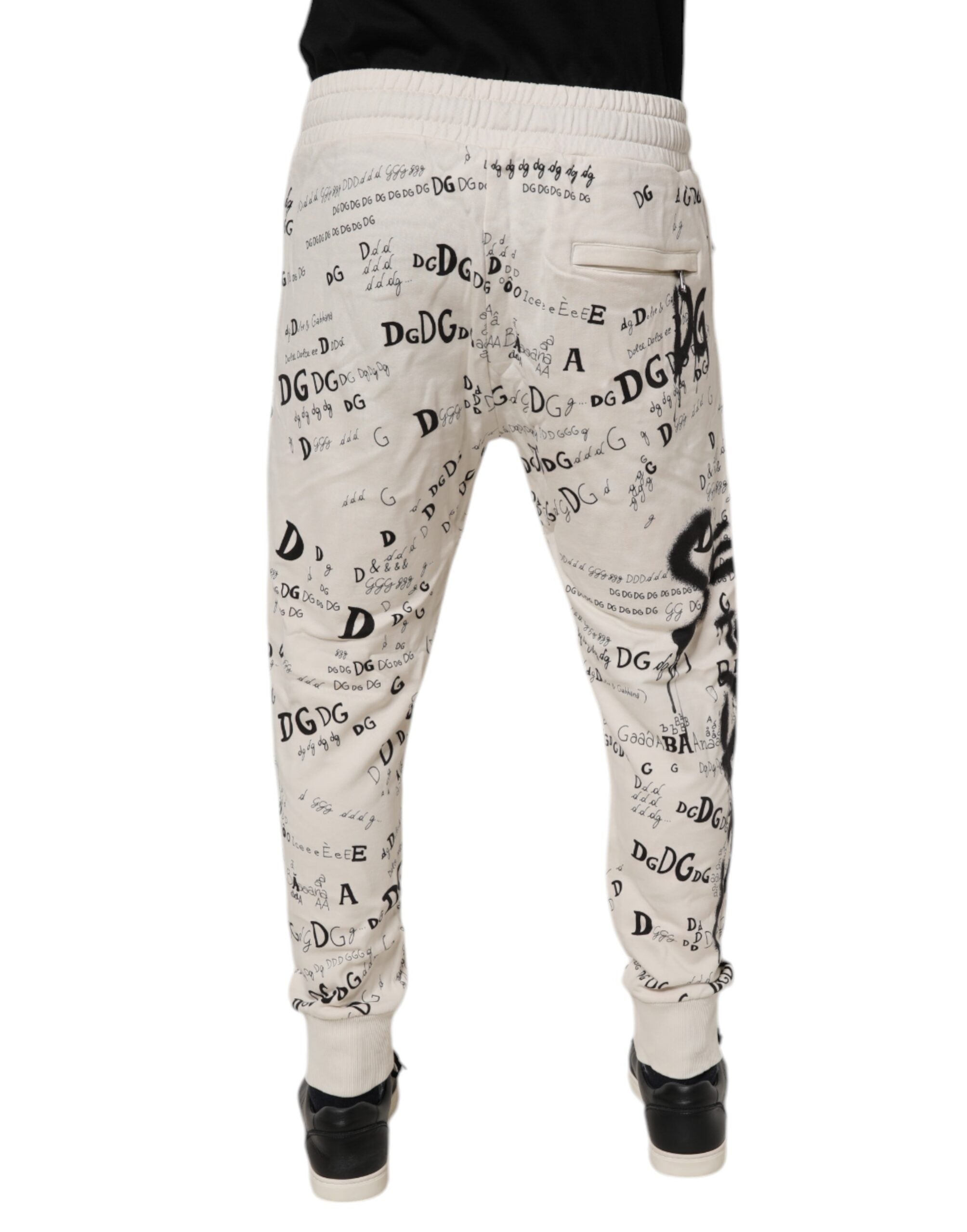 Dolce & Gabbana Weiße Logo Print Männer Skinny Sweatpants Hosen