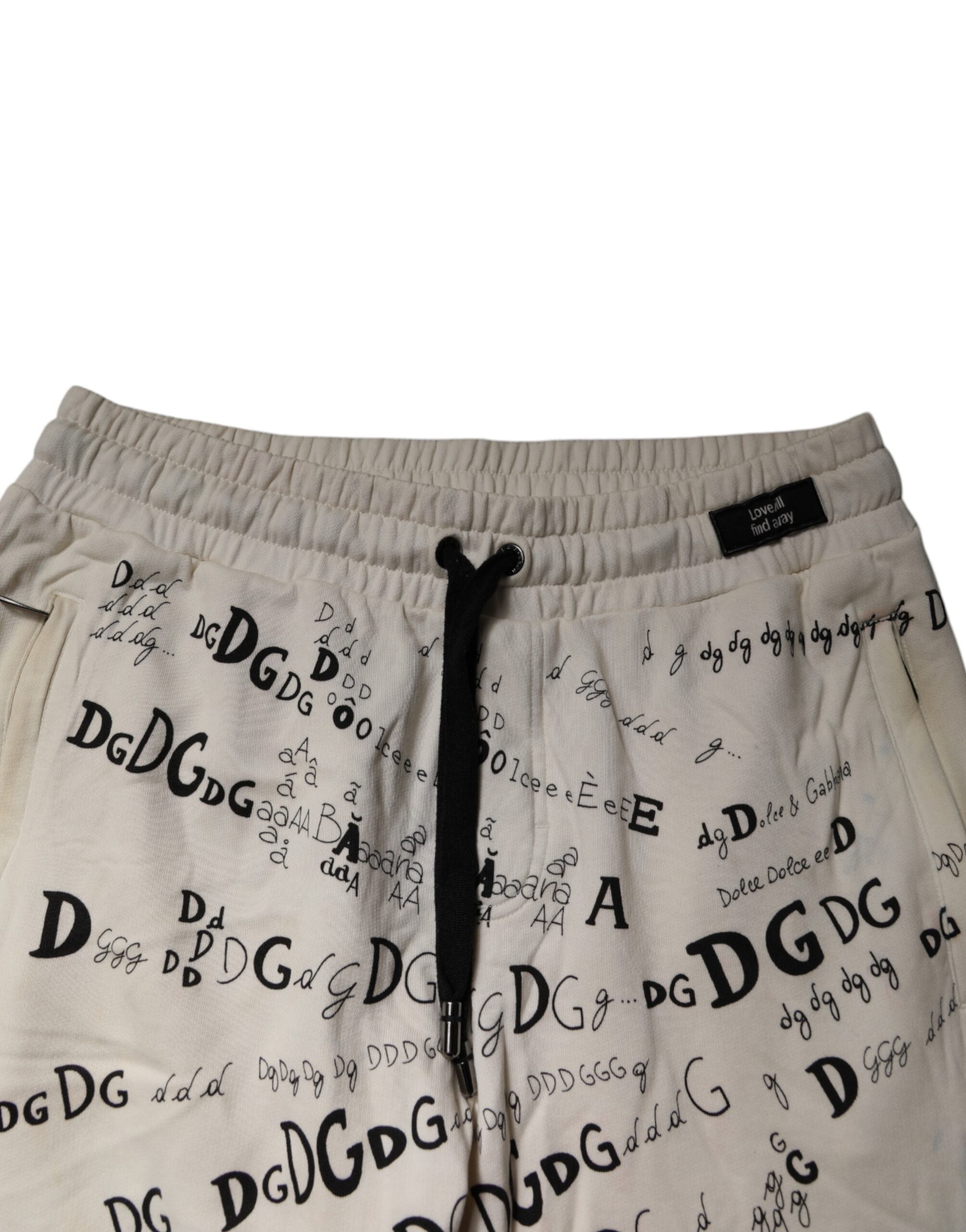 Dolce & Gabbana Weiße Logo Print Männer Skinny Sweatpants Hosen