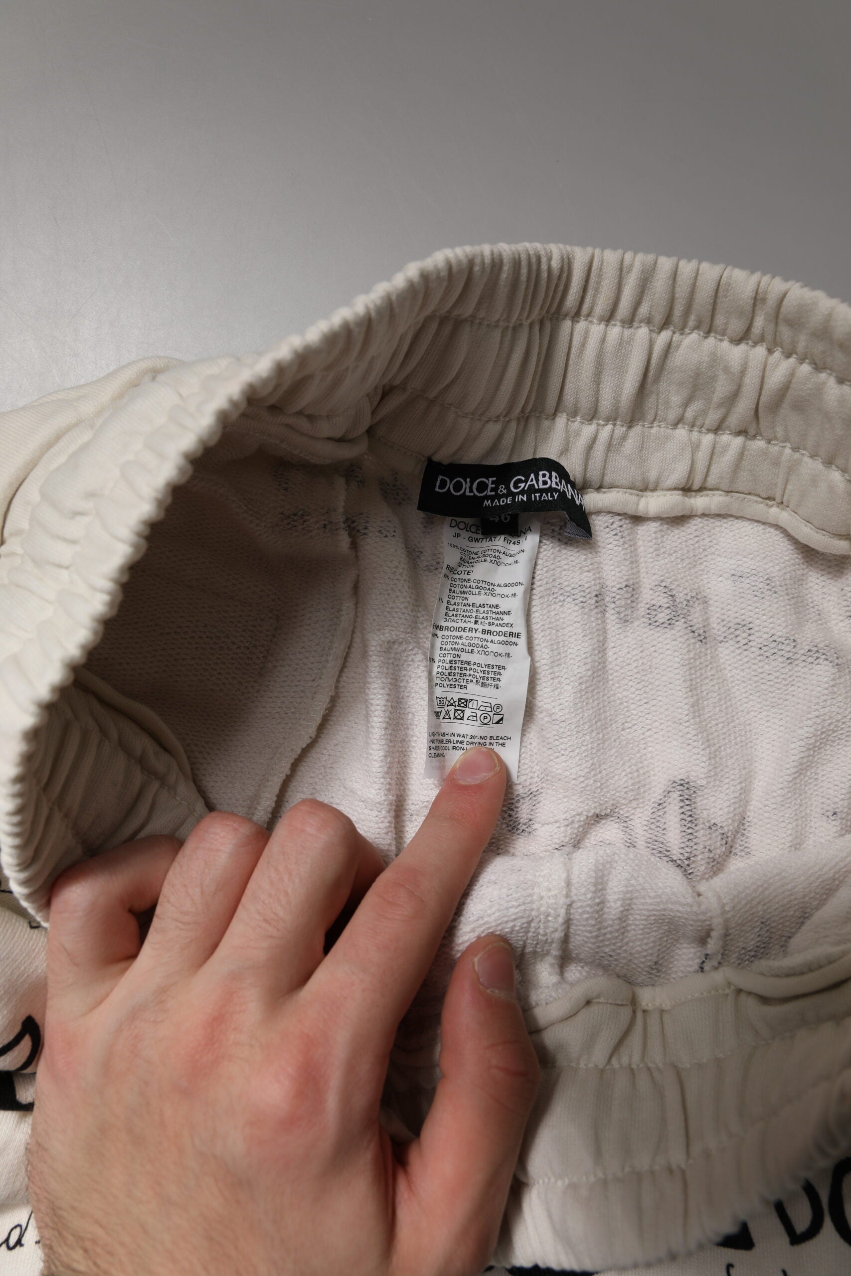 Dolce & Gabbana Weiße Logo Print Männer Skinny Sweatpants Hosen