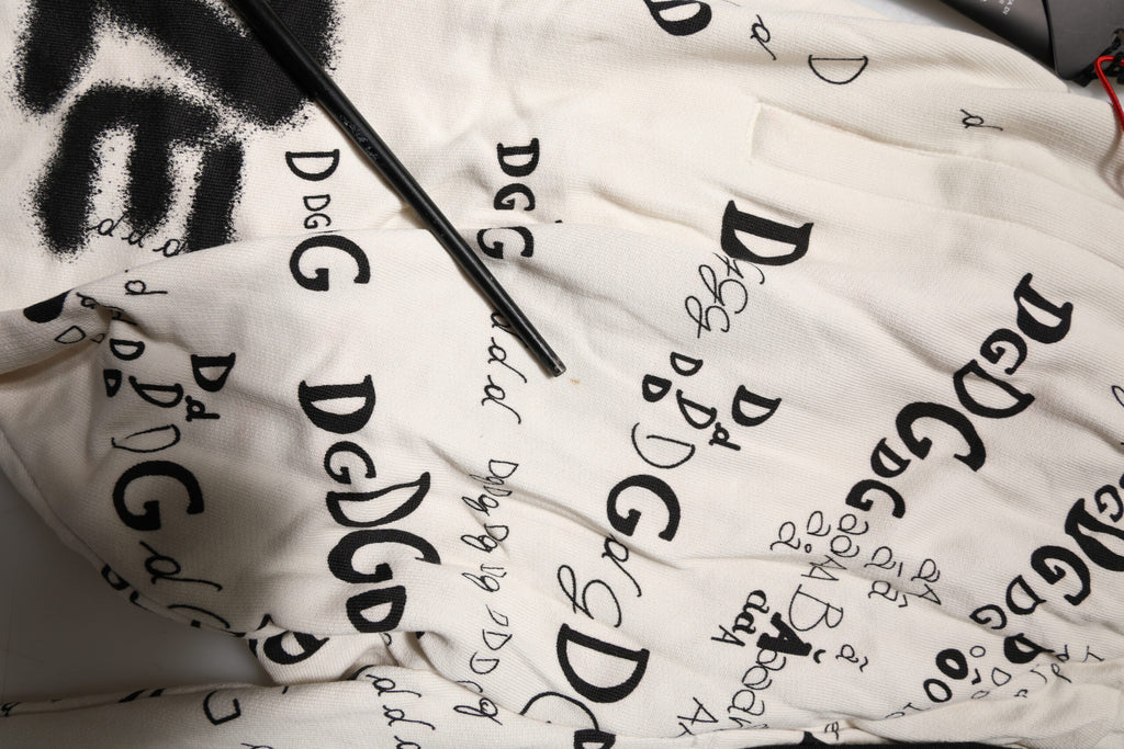 Dolce & Gabbana Weiße Logo Print Männer Skinny Sweatpants Hosen