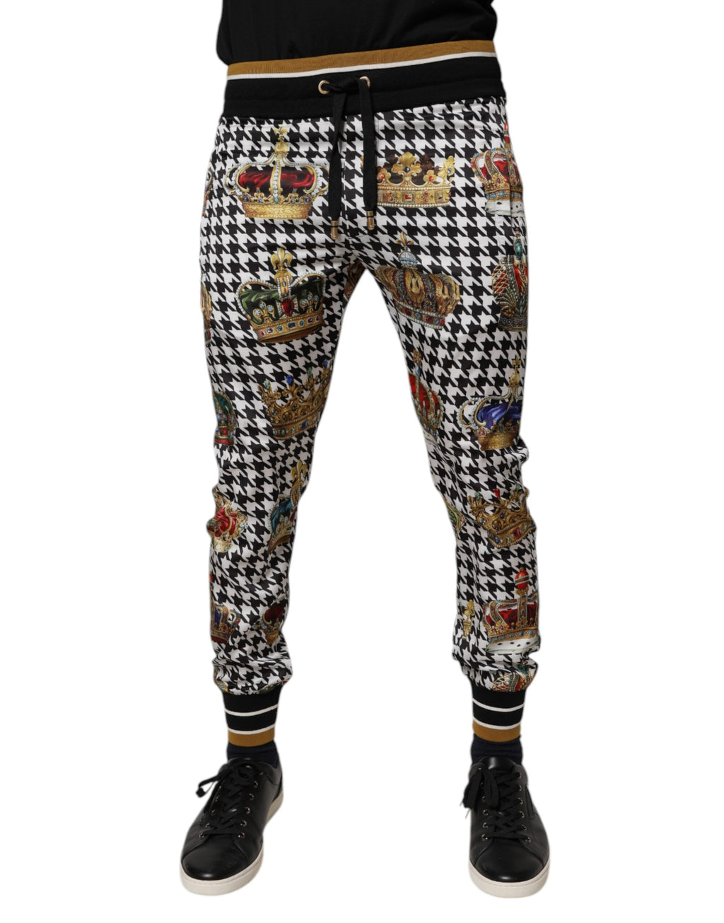 Dolce & Gabbana Multicolor Hahnentritt Krone Männer Sweatpants Hosen