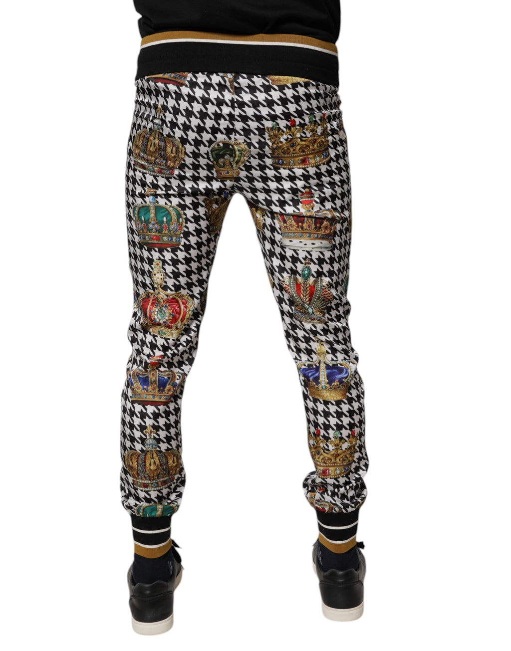 Dolce & Gabbana Multicolor Hahnentritt Krone Männer Sweatpants Hosen