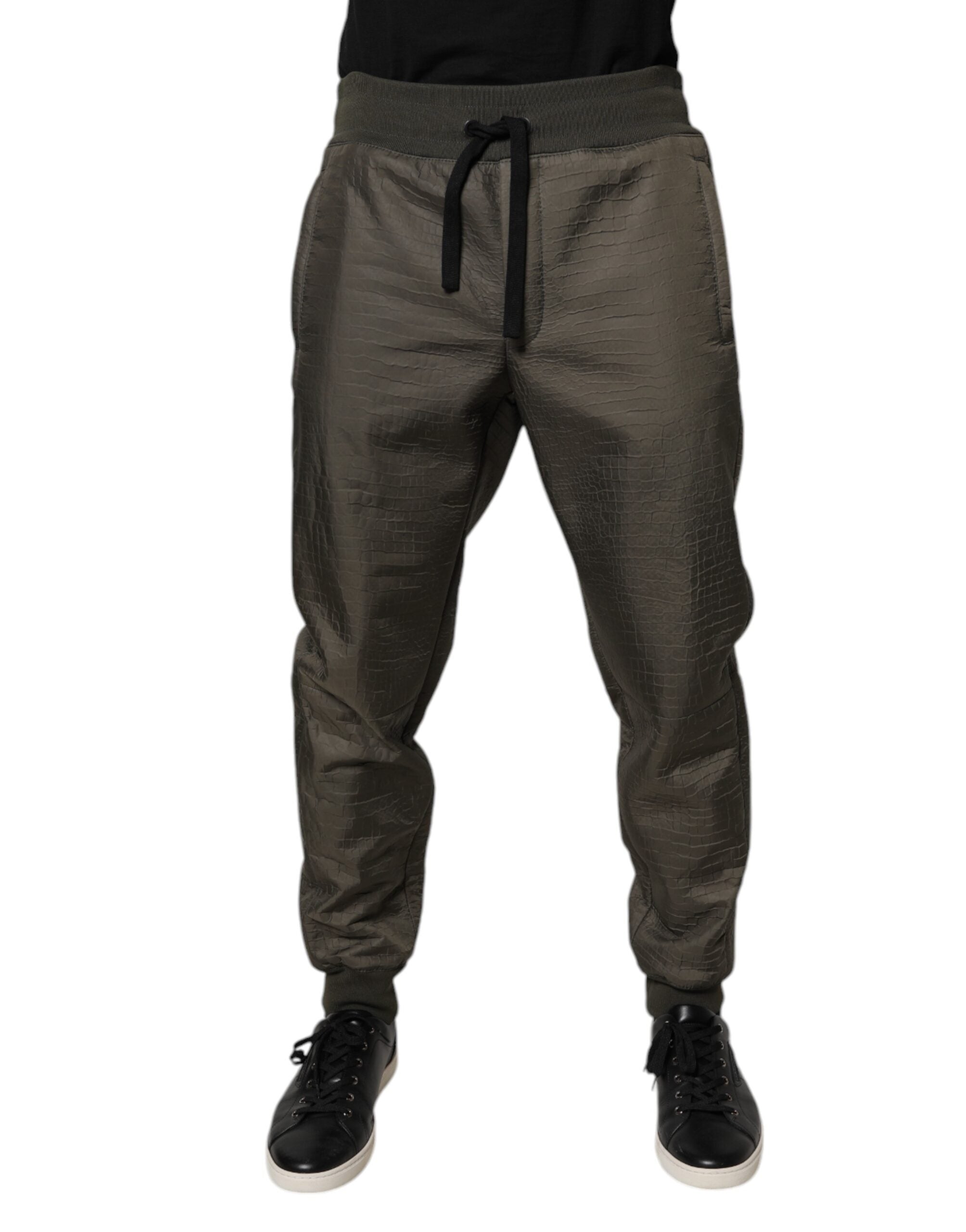 Dolce & Gabbana Braunes Lammfell Leder Männer Sweatpants Hosen