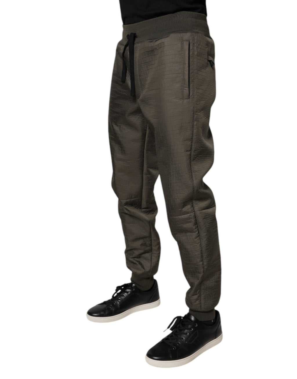 Dolce & Gabbana Braunes Lammfell Leder Männer Sweatpants Hosen