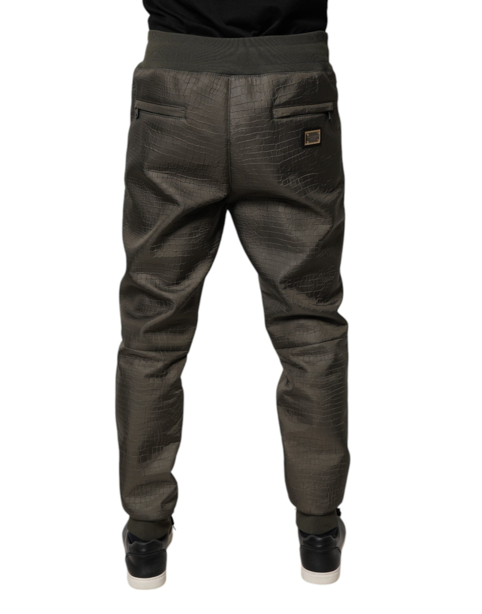 Dolce & Gabbana Braunes Lammfell Leder Männer Sweatpants Hosen