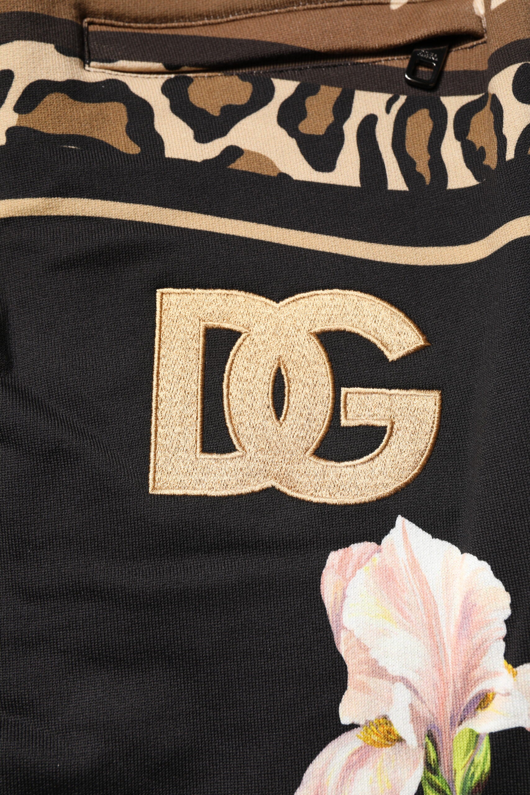 Dolce & Gabbana Schwarze geblümte Baumwoll-Jogger-Sweatpants