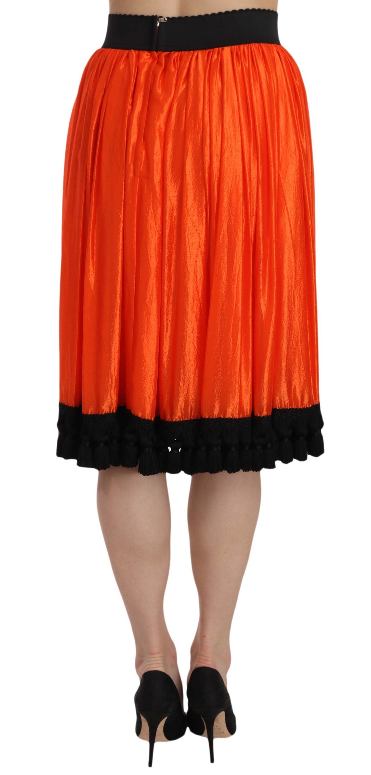 Dolce & Gabbana Orangefarbener knielanger Rock mit hoher Taille