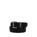 Saint Laurent Black Calf Leather Bos Taurus Regular Belt