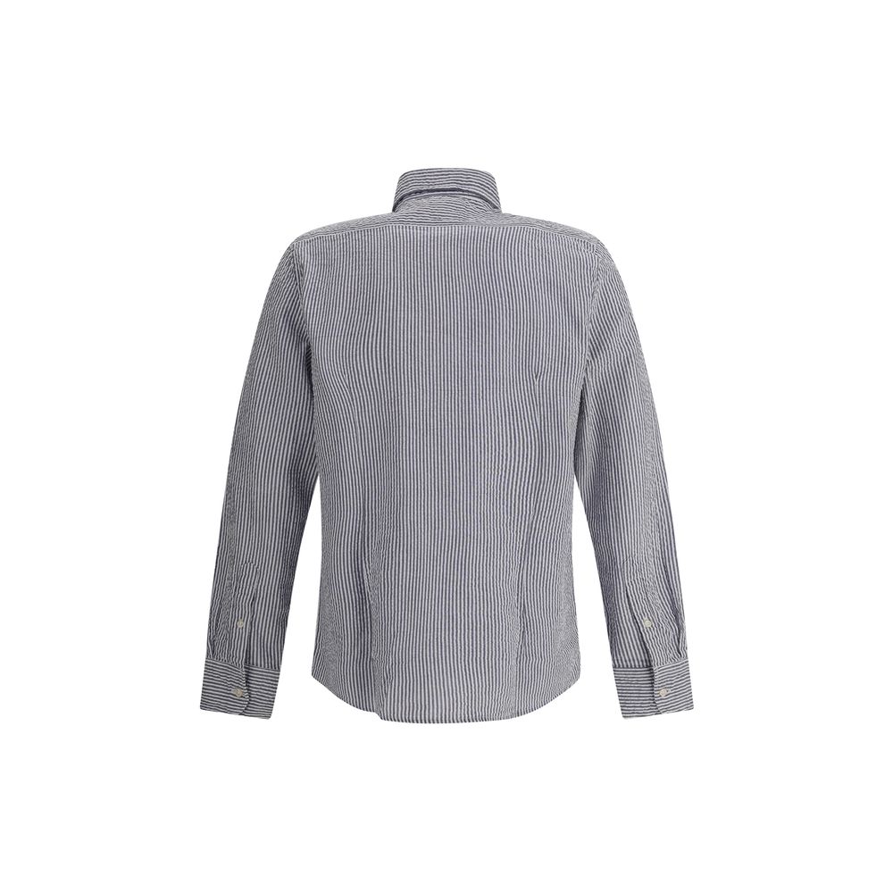 Deperlu Baumwollhemd mit Muster in Blau