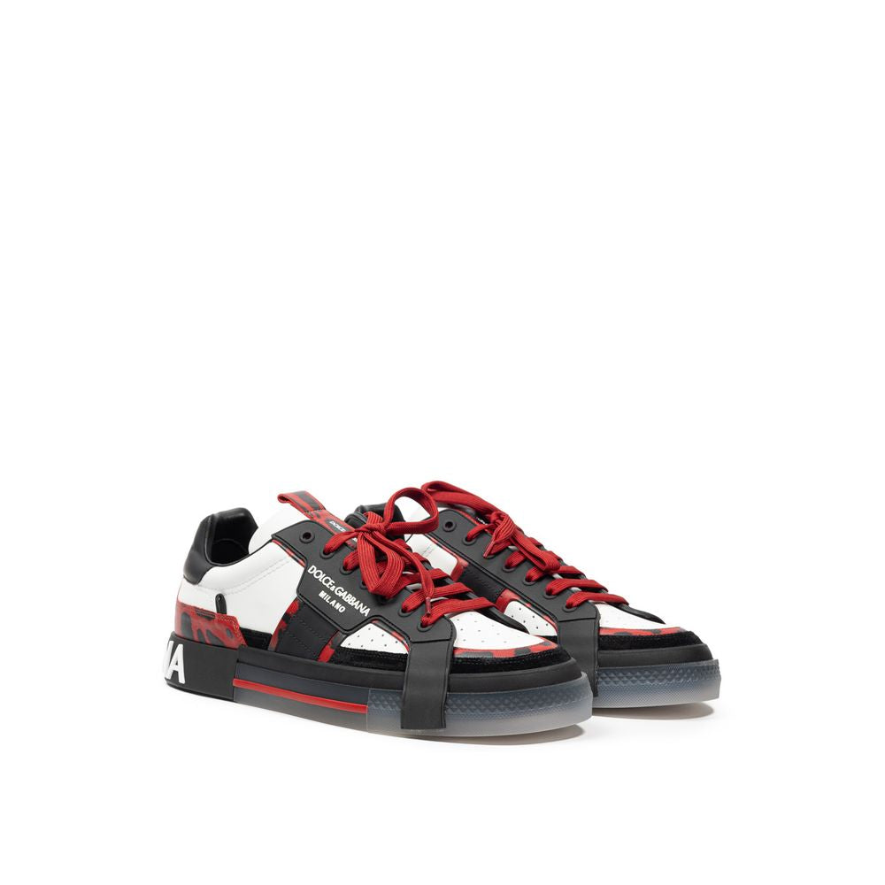 Dolce & Gabbana Schwarzer und weißer Leder-Sneaker