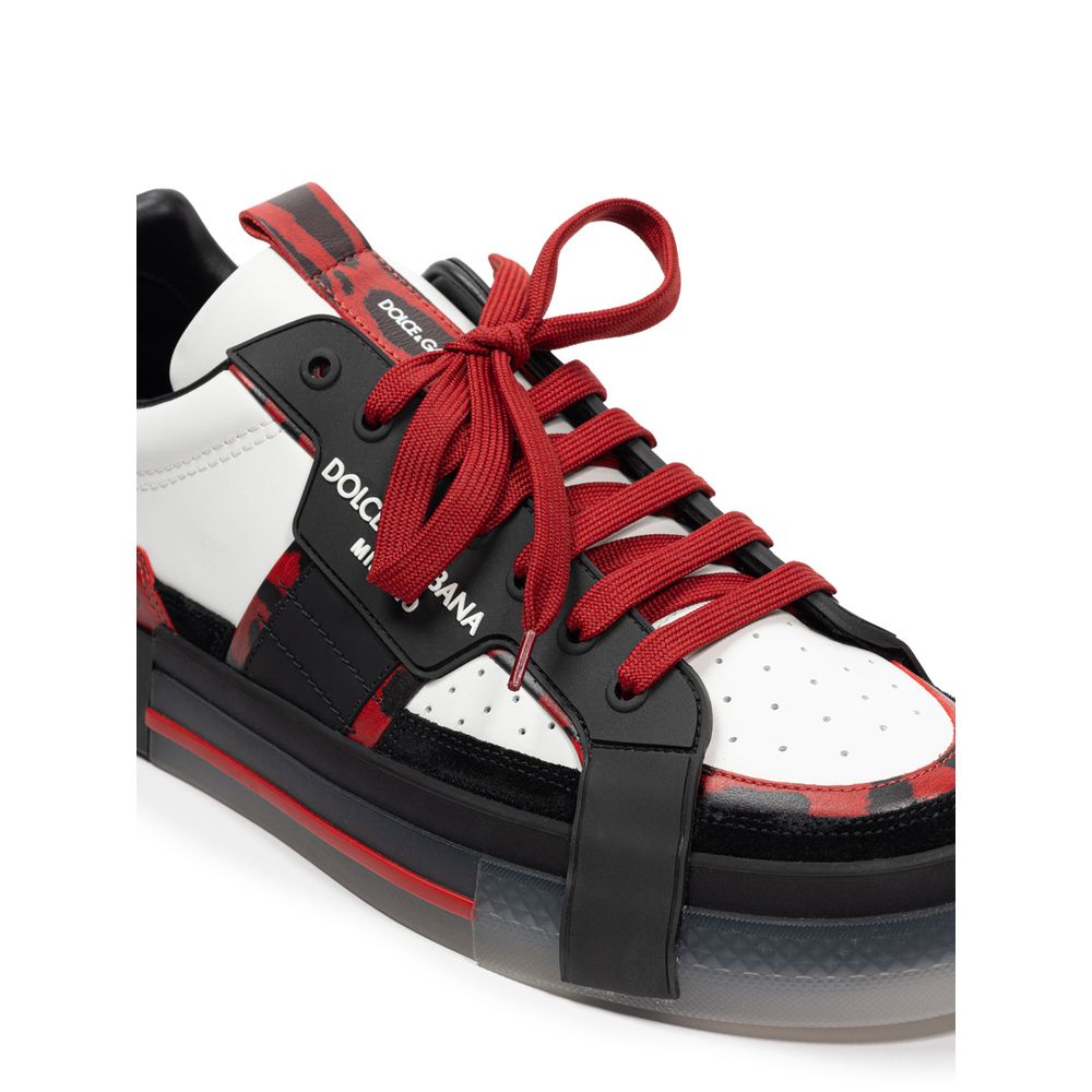 Dolce & Gabbana Schwarzer und weißer Leder-Sneaker