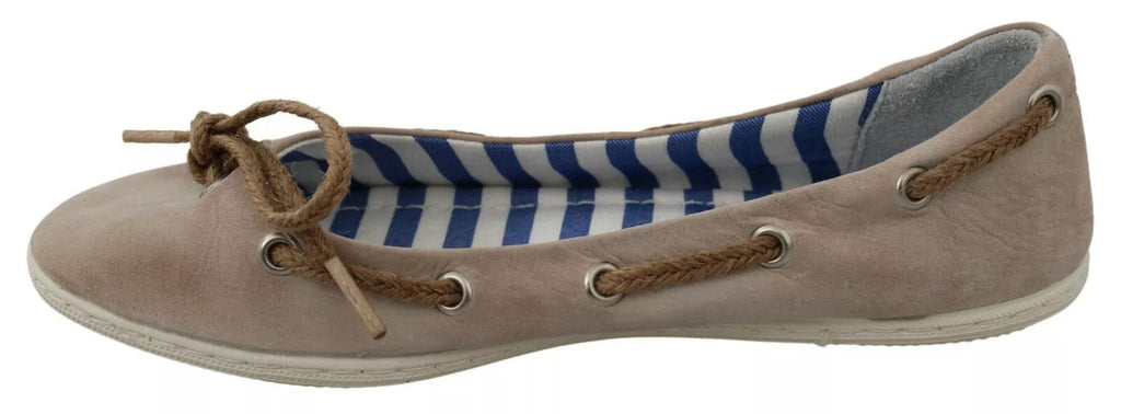 Pantofola D'Oro Beige Wildleder Spitze Schleife Loafers Ballett Wohnung Schuhe