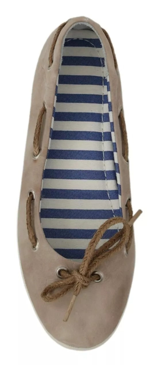 Pantofola D'Oro Beige Wildleder Spitze Schleife Loafers Ballett Wohnung Schuhe