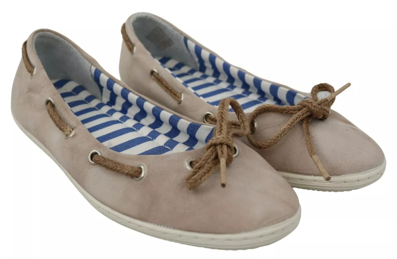 Pantofola D'Oro Beige Wildleder Spitze Schleife Loafers Ballett Wohnung Schuhe