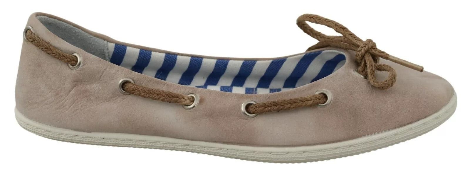 Pantofola D'Oro Beige Wildleder Spitze Schleife Loafers Ballett Wohnung Schuhe