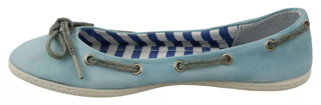 Pantofola D'Oro Himmelblau Wildleder Spitze Schleife Loafers Ballett Wohnung Schuhe