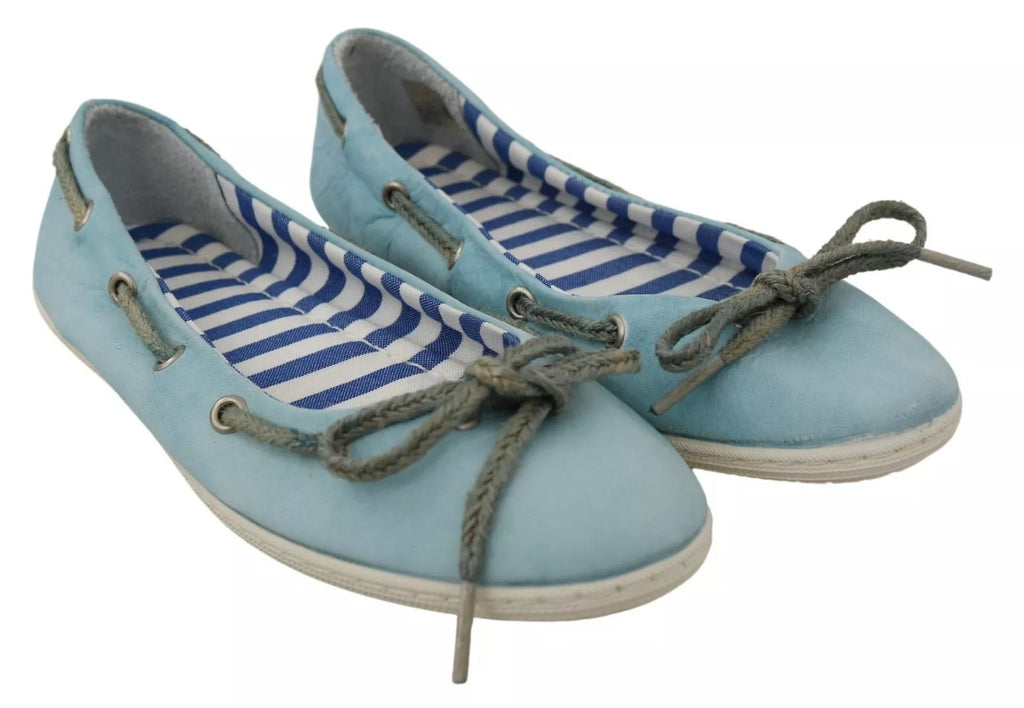 Pantofola D'Oro Himmelblau Wildleder Spitze Schleife Loafers Ballett Wohnung Schuhe