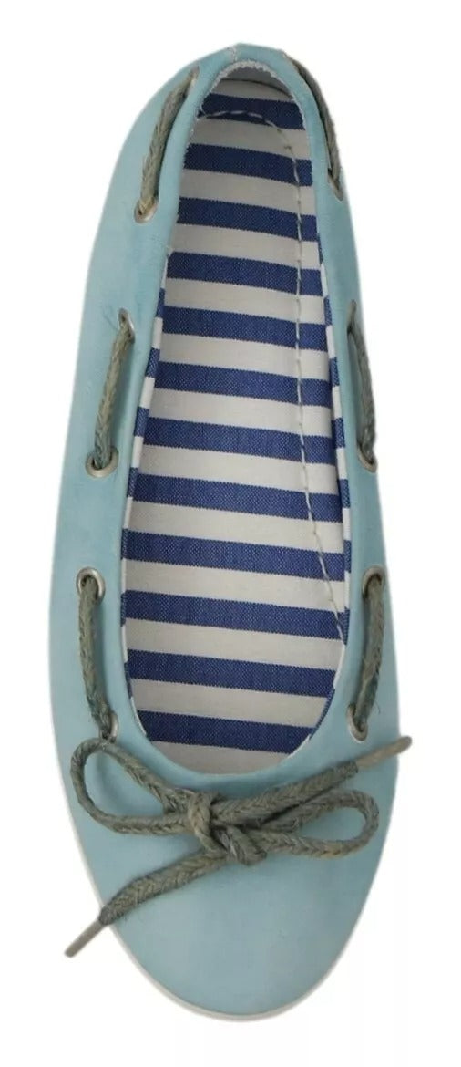 Pantofola D'Oro Himmelblau Wildleder Spitze Schleife Loafers Ballett Wohnung Schuhe