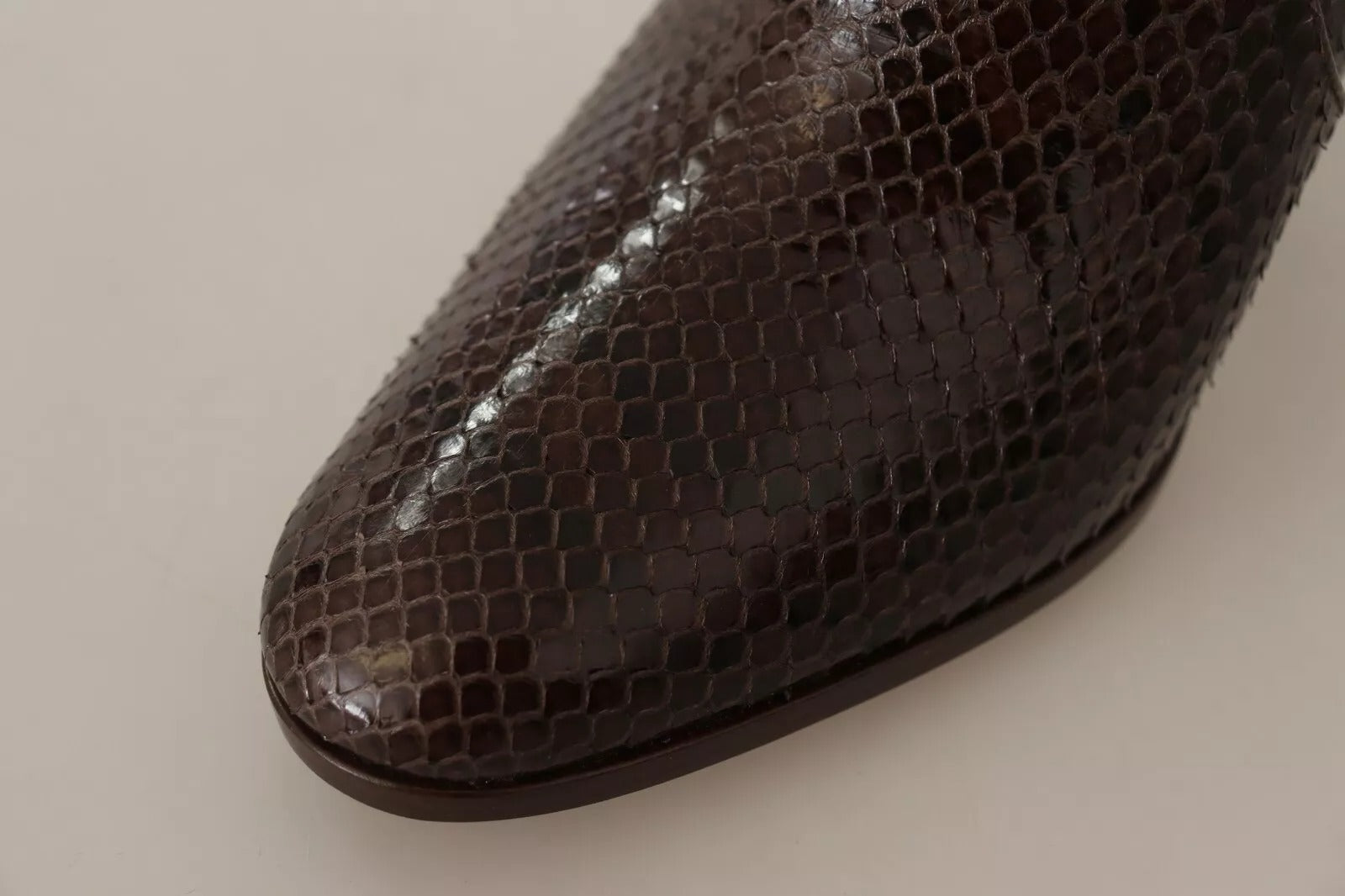 Dolce & Gabbana Braun Exotische Leder Absätze Hohe Stiefel Schuhe