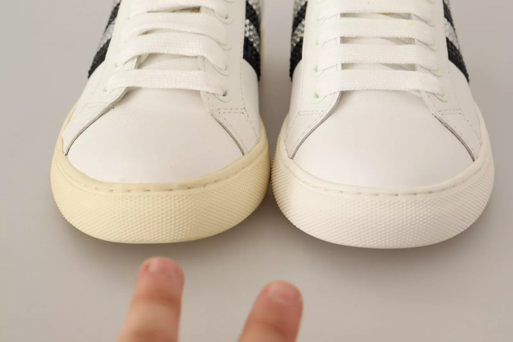 Marc Jacobs Weißes Leder Kristall verschönert Turnschuhe Schuhe