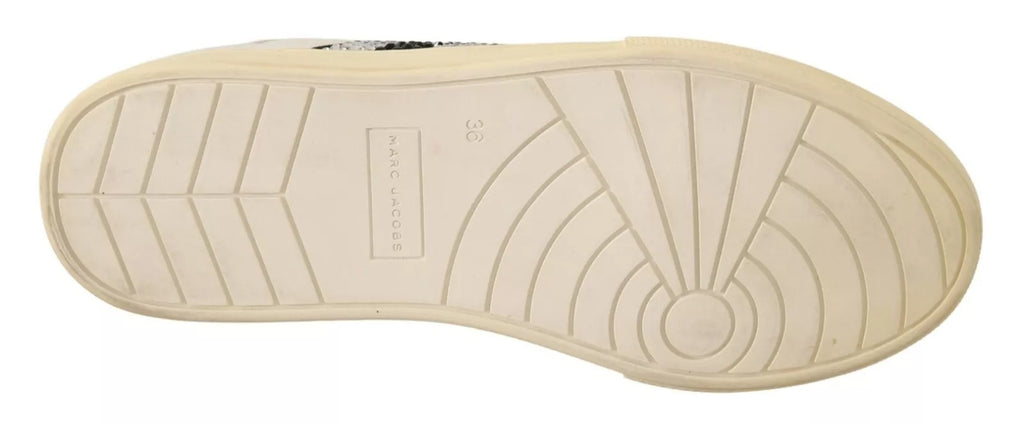 Marc Jacobs Weißes Leder Kristall verschönert Turnschuhe Schuhe
