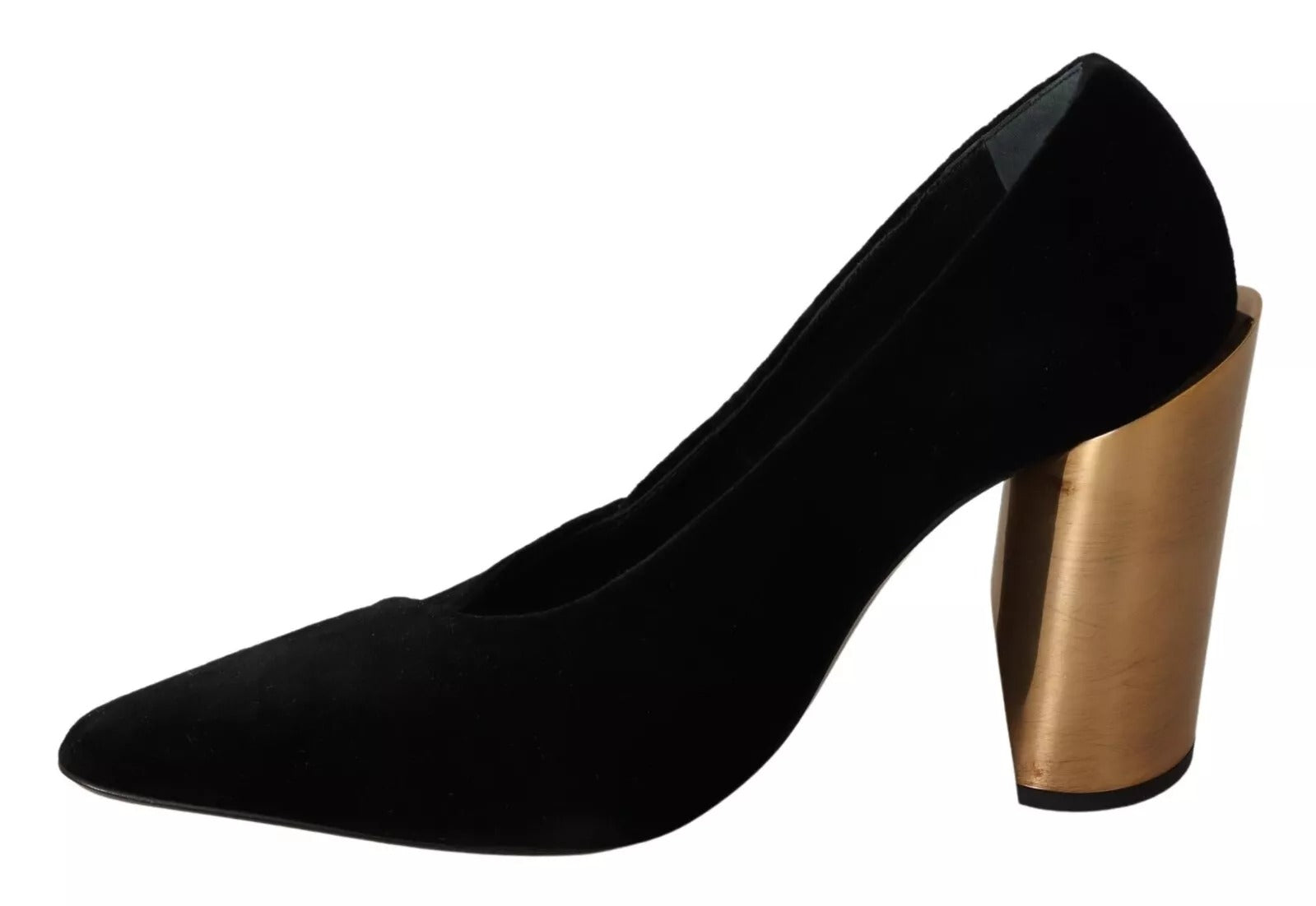 Jil Sander Schwarz Leder Wildleder Blockabsatz Pumps Schuhe