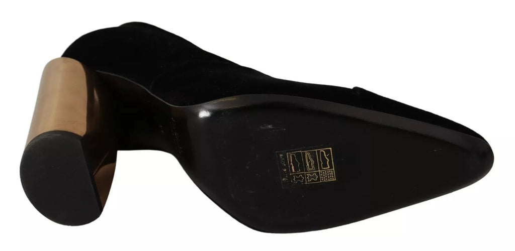 Jil Sander Schwarz Leder Wildleder Blockabsatz Pumps Schuhe