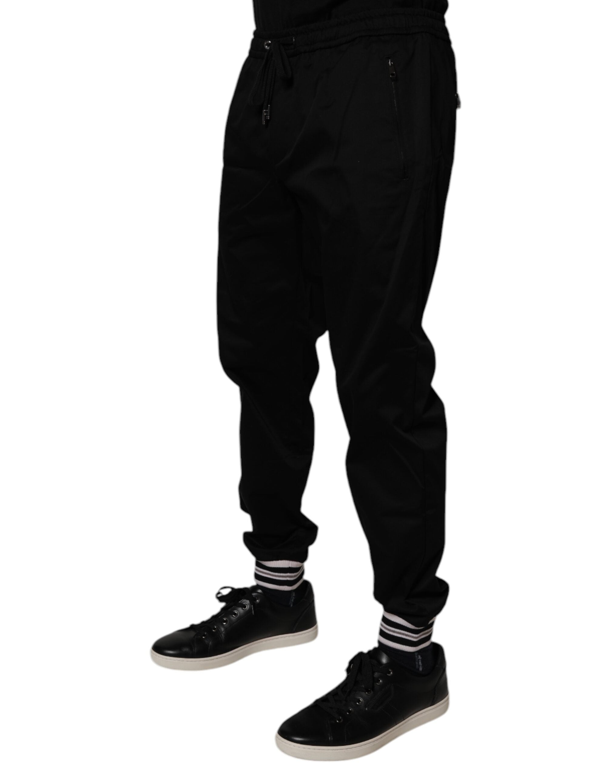 Dolce & Gabbana Schwarze Baumwoll-Stretch-Jogger-Sweatpants Hose