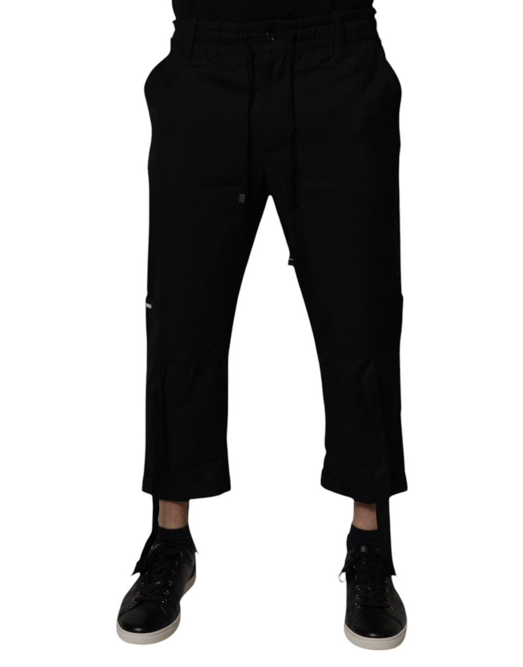 Dolce & Gabbana Schwarze Polyester Herren Cropped Pants