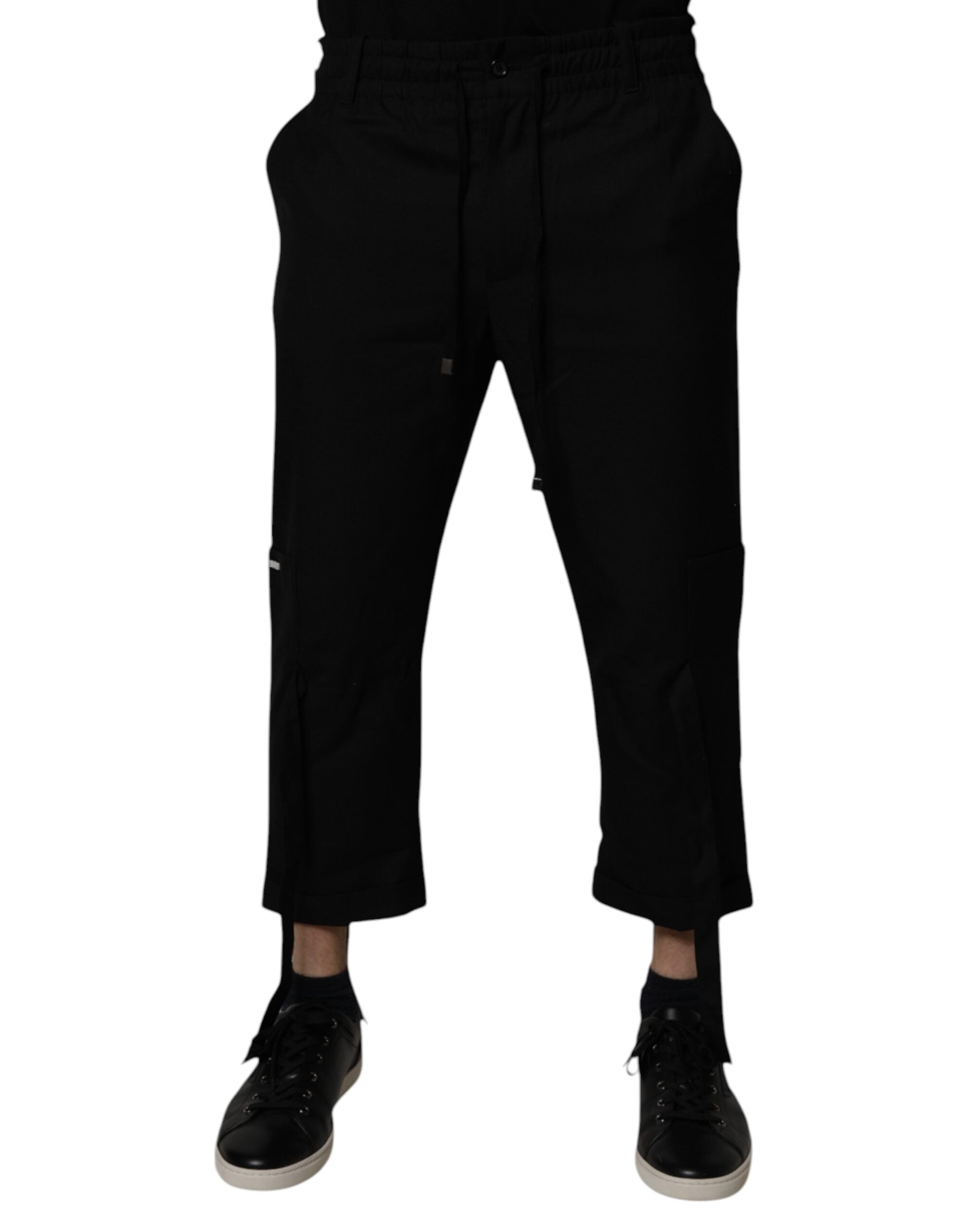 Dolce & Gabbana Schwarze Polyester Herren Cropped Pants