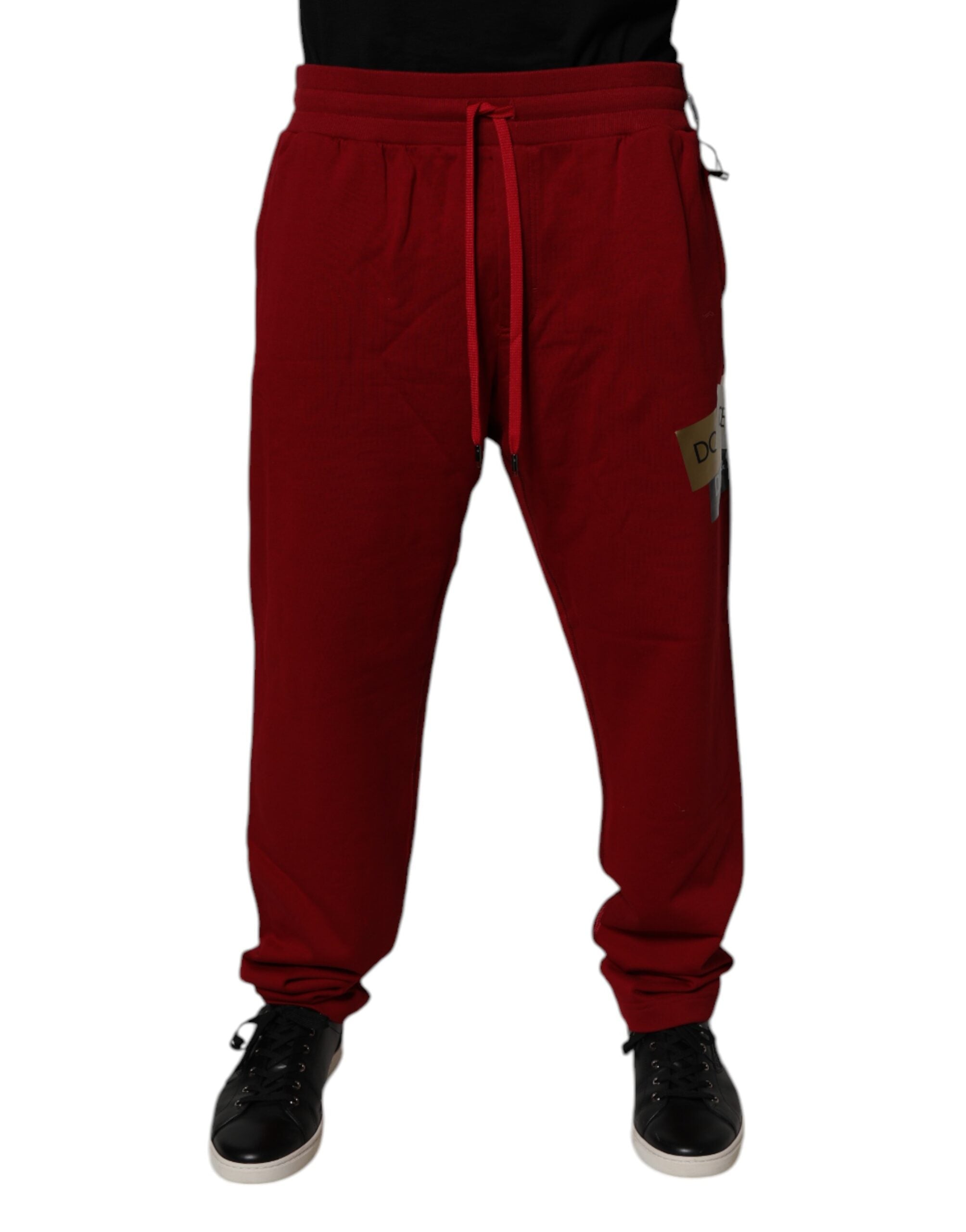 Dolce & Gabbana Rote Logo-Band-Baumwoll-Jogger-Sweatpants Hosen